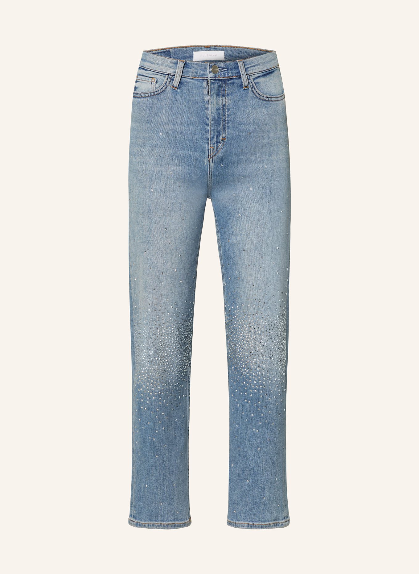rich&royal Straight Jeans mit Schmucksteinen, Farbe: 700 DENIM BLUE (Bild 1)