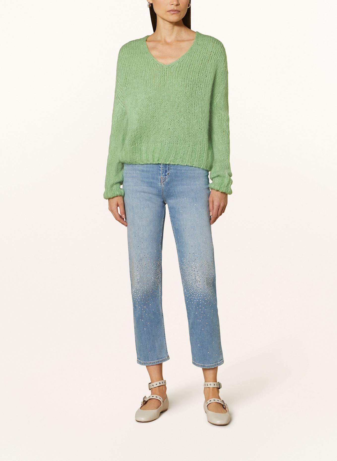 rich&royal Straight Jeans mit Schmucksteinen, Farbe: 700 DENIM BLUE (Bild 2)