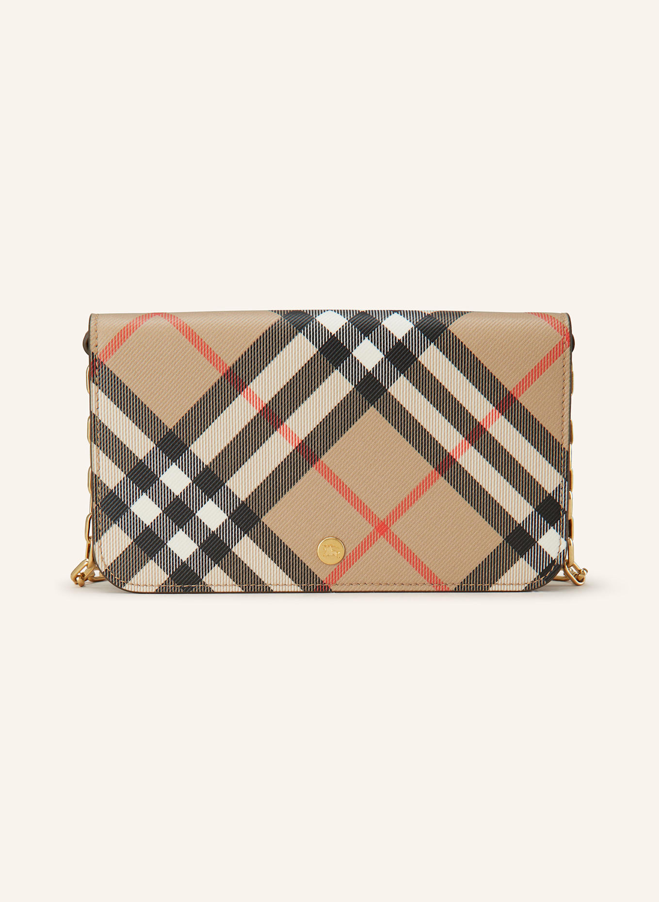 BURBERRY Geldbörse zum Umhängen: BEIGE / SCHWARZ / ROT