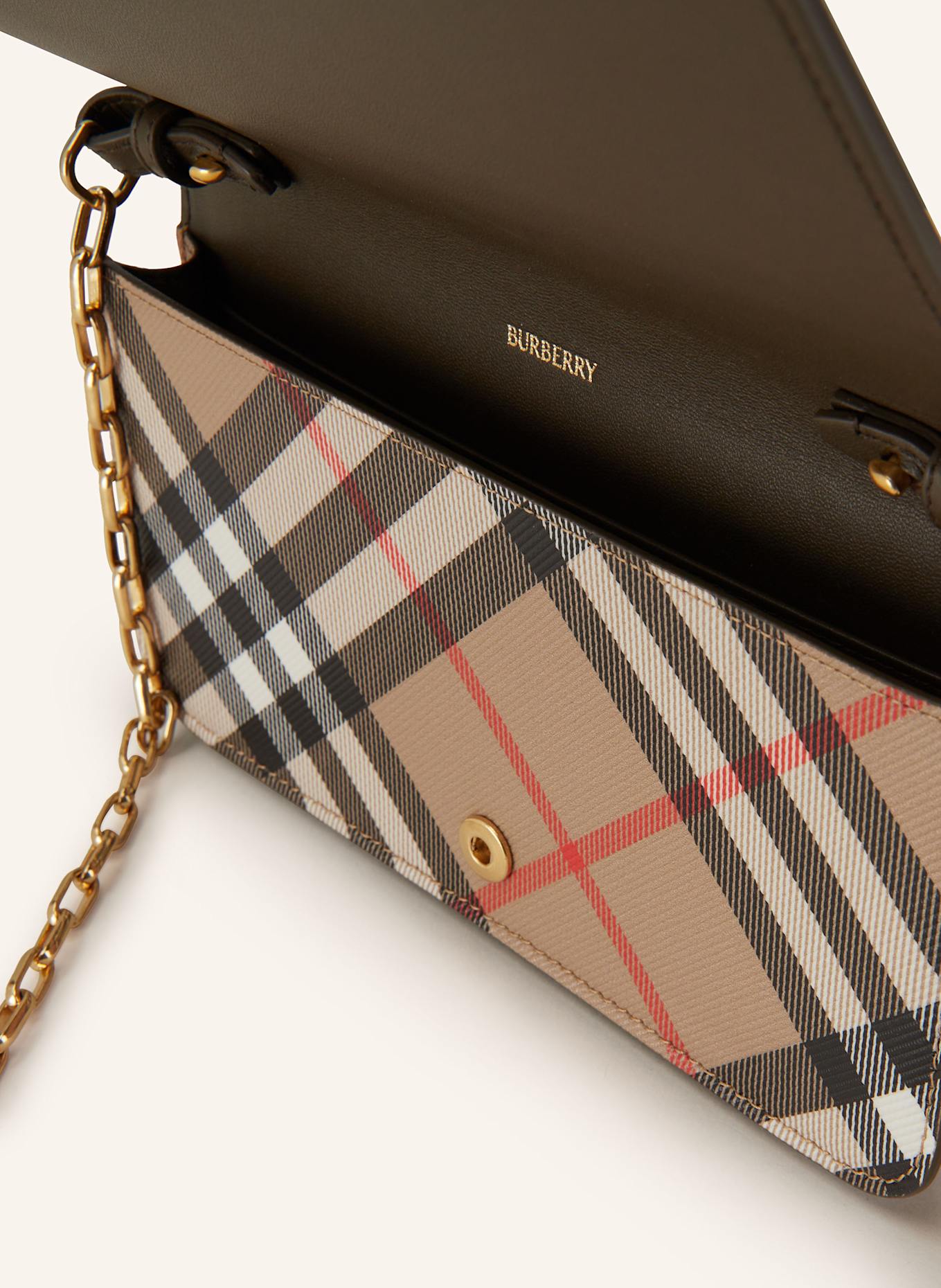 BURBERRY Neck wallet in beige black red
