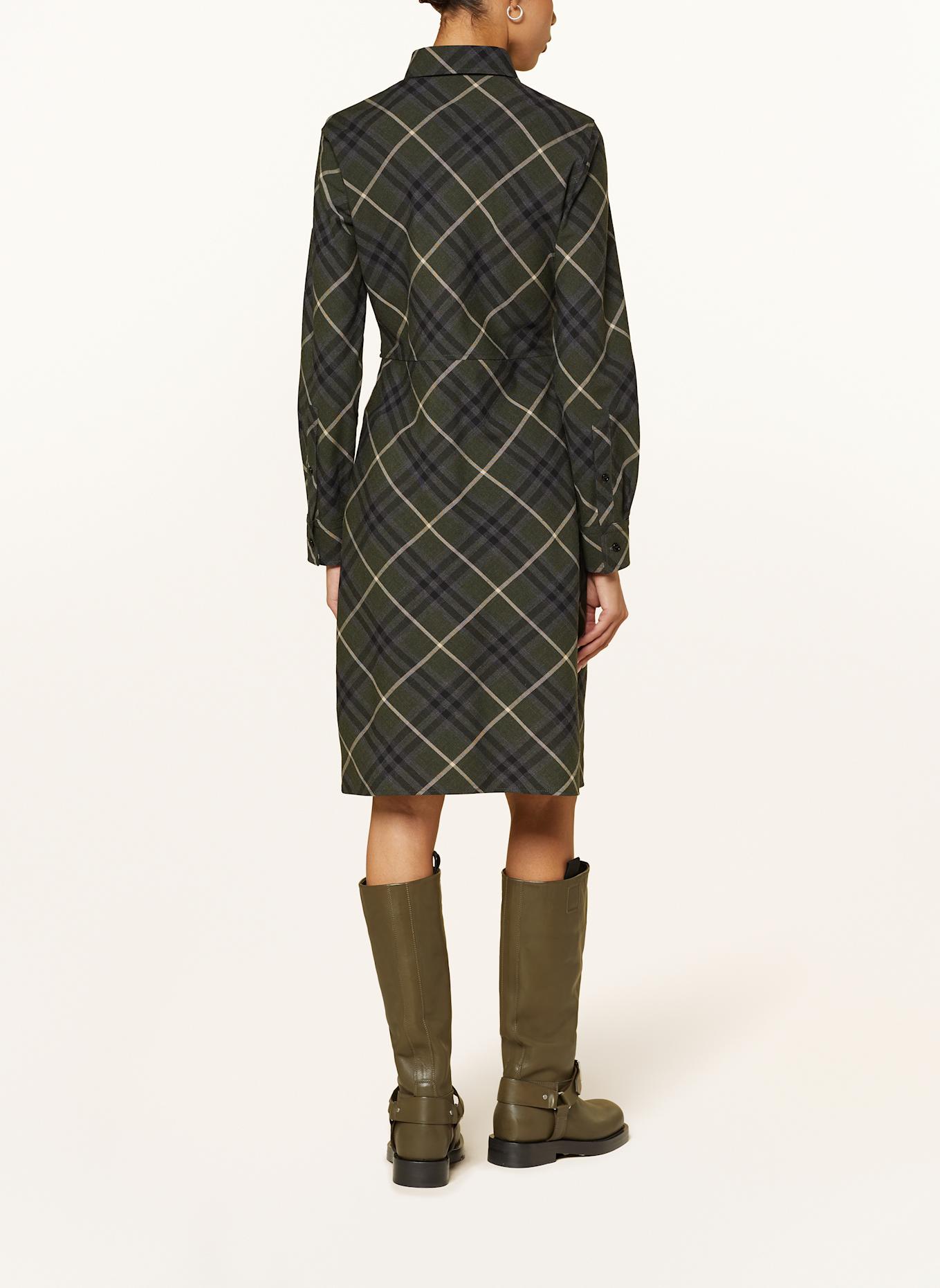 BURBERRY Hemdblusenkleid: DUNKELGRÜN/ DUNKELGRAU/ SCHWARZ