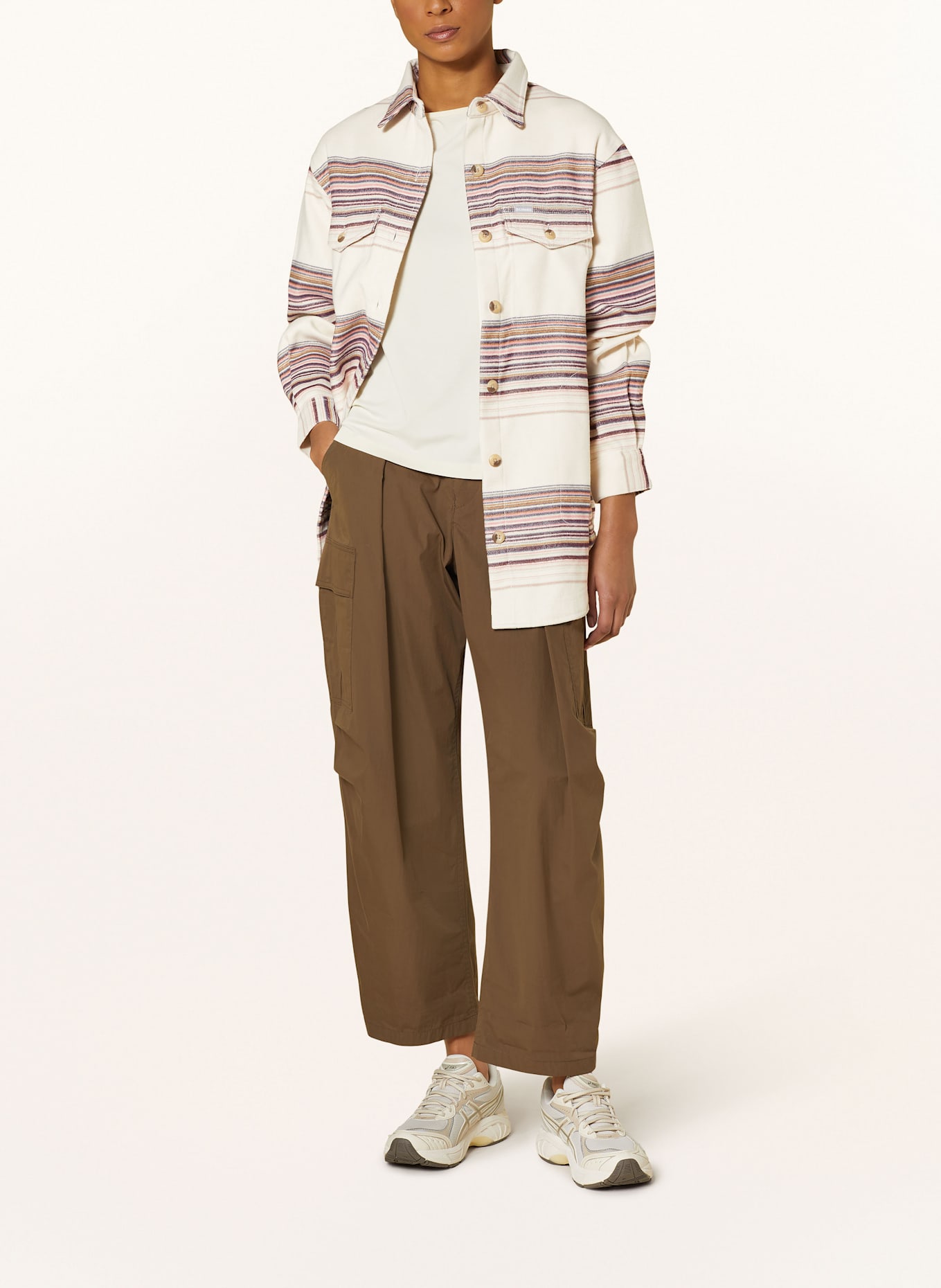 Columbia CALICO BASIN™ outdoor blouse: CREAM / DARK PURPLE / BROWN