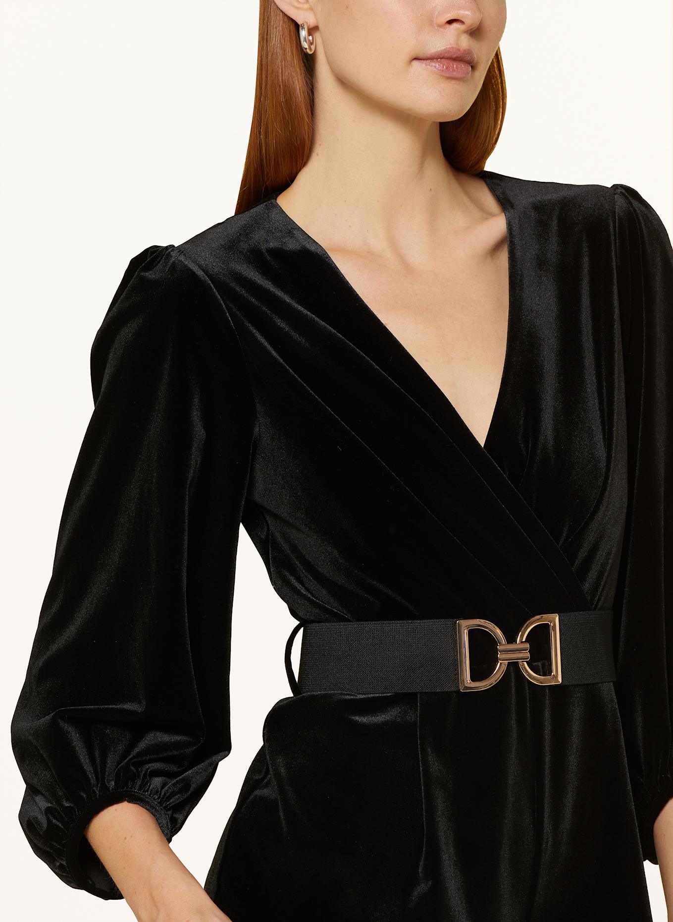 Phase Eight MYLEEN velvet jumpsuit with a wrap look in black