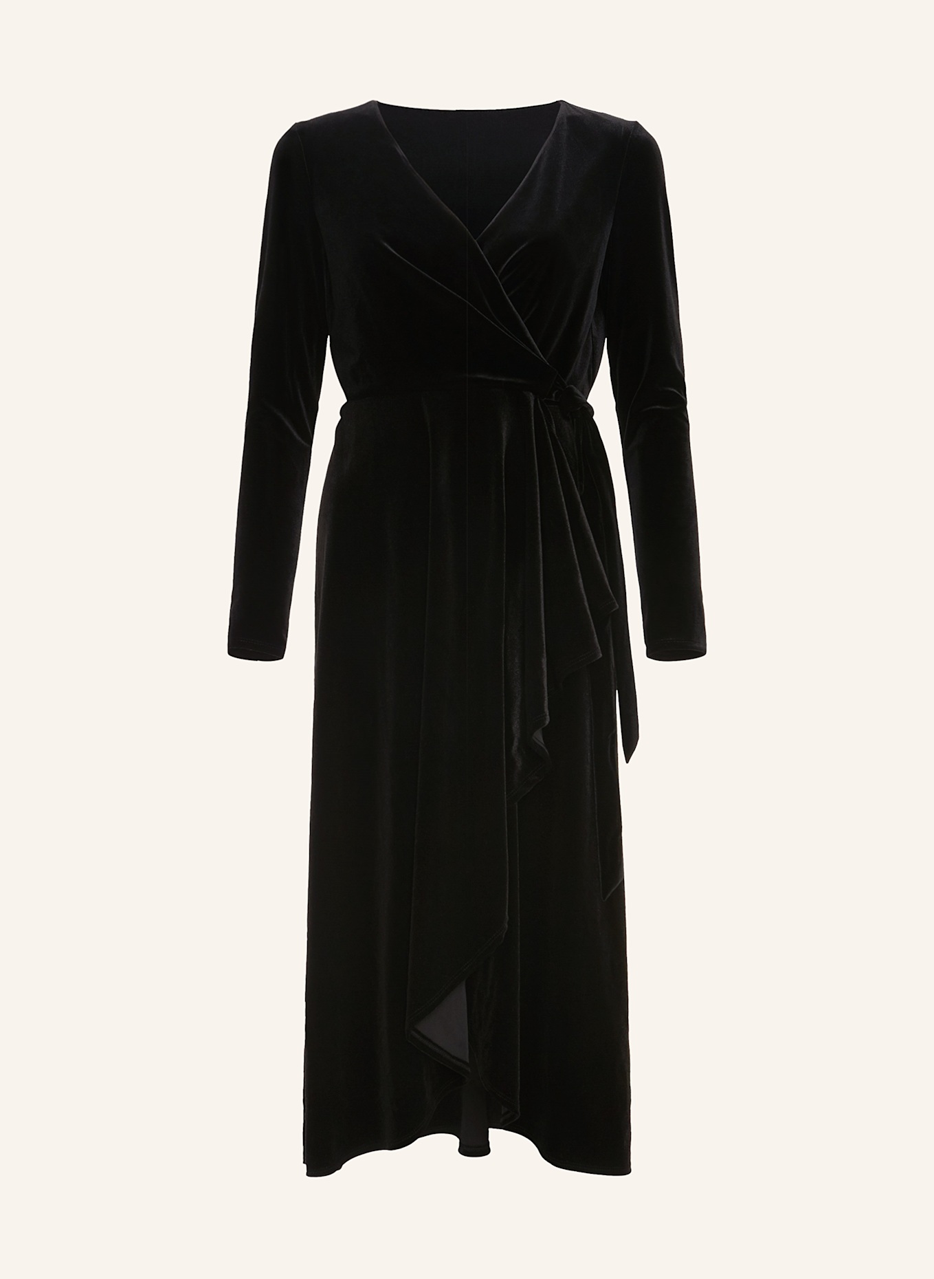 Black velvet wrap dress shop