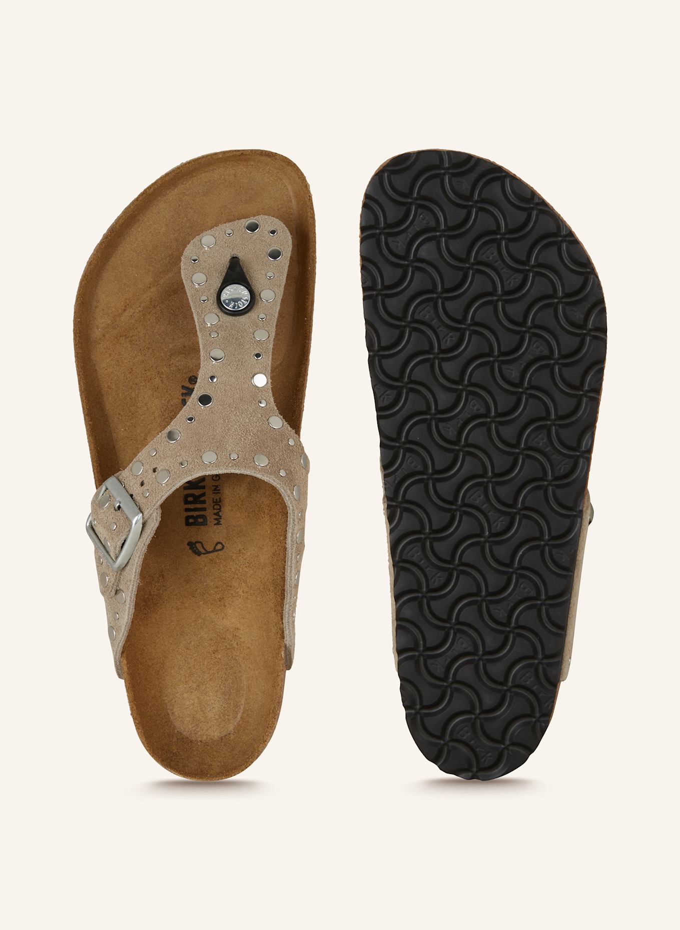 BIRKENSTOCK Zehentrenner GIZEH RIVET LEVE: TAUPE