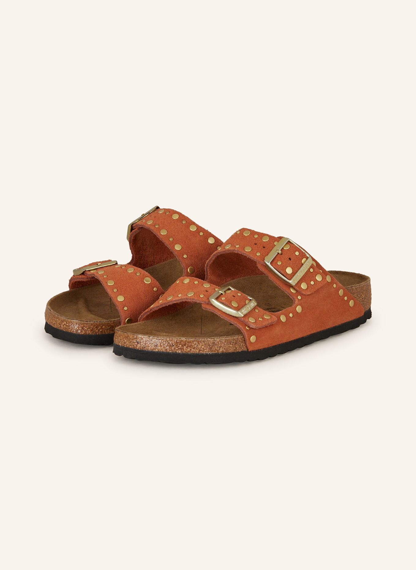 BIRKENSTOCK Pantoletten ARIZONA RIVET BORDER, Farbe: COGNAC/ GOLD (Bild 1)