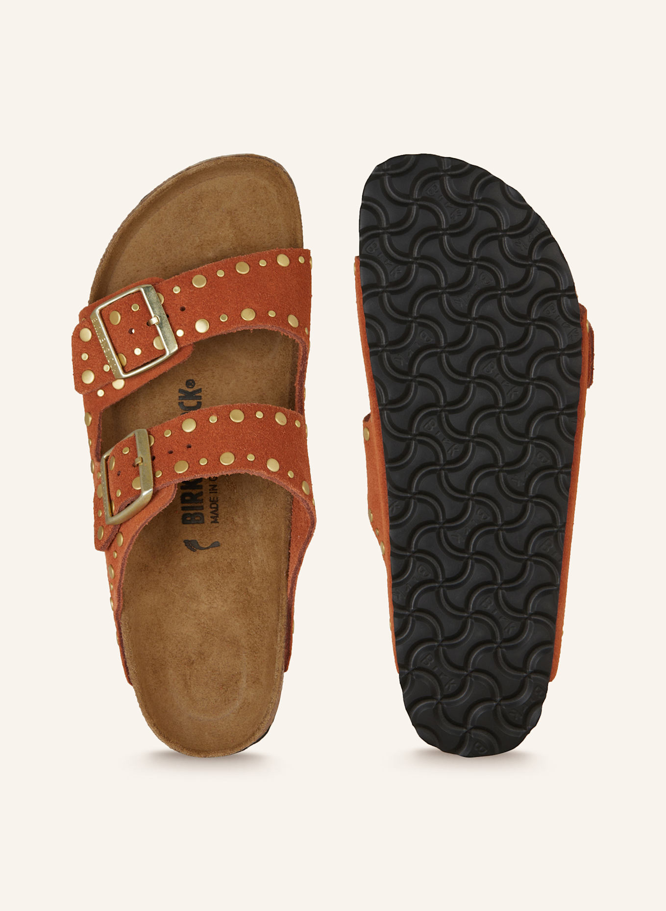 BIRKENSTOCK Pantoletten ARIZONA RIVET BORDER, Farbe: COGNAC/ GOLD (Bild 5)