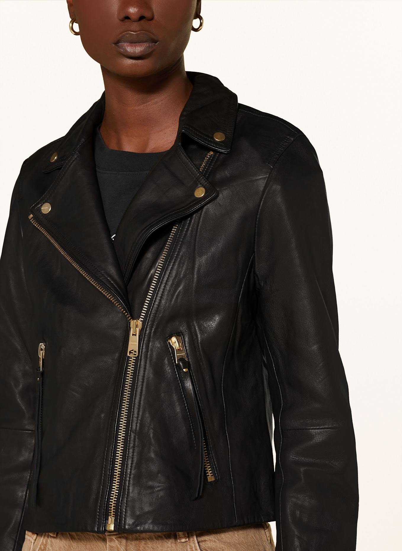 ALLSAINTS Lederjacke DALBY: SCHWARZ