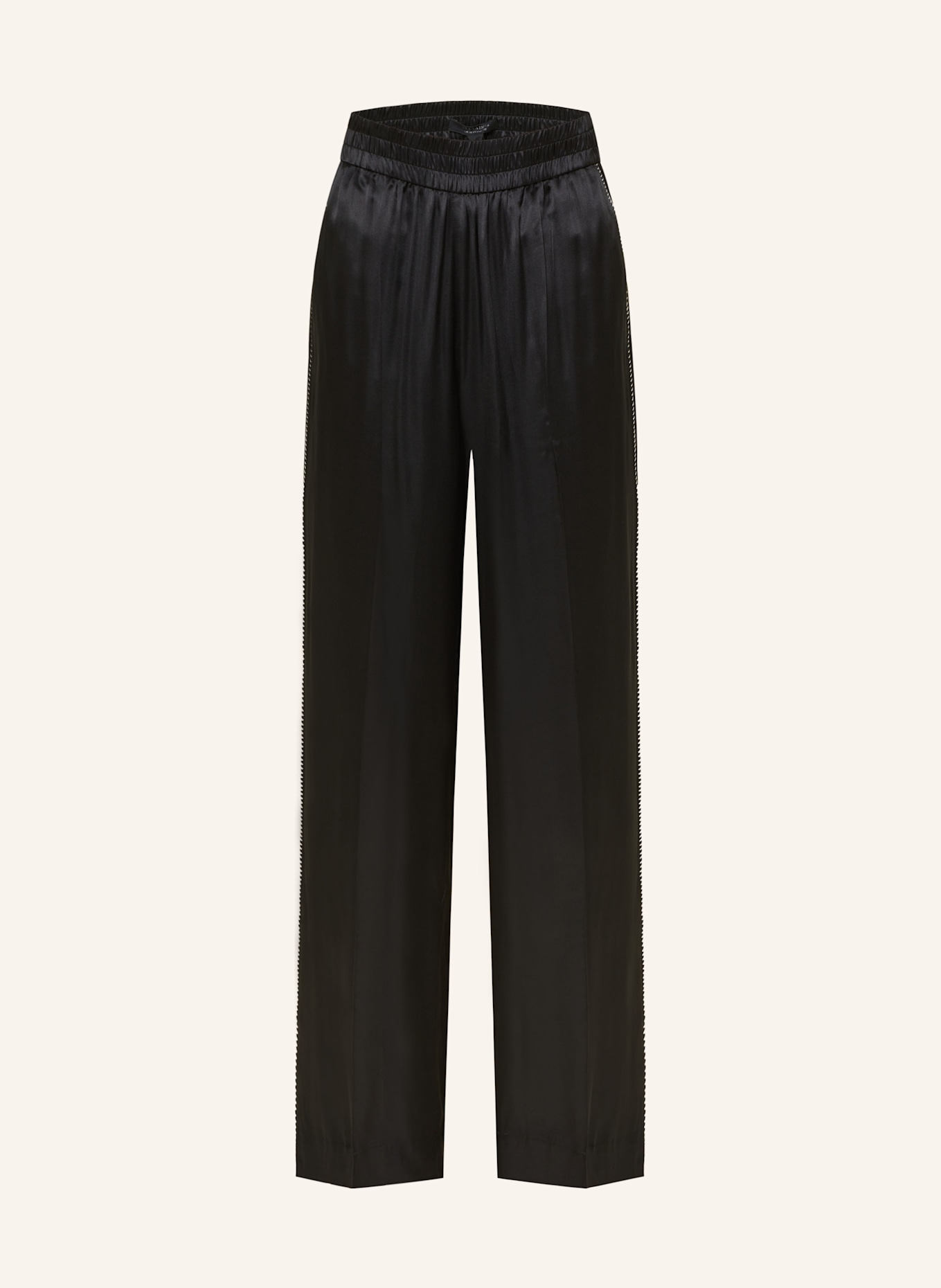ALLSAINTS Marlene kalhoty CHARLI s hedvábím: ČERNÁ