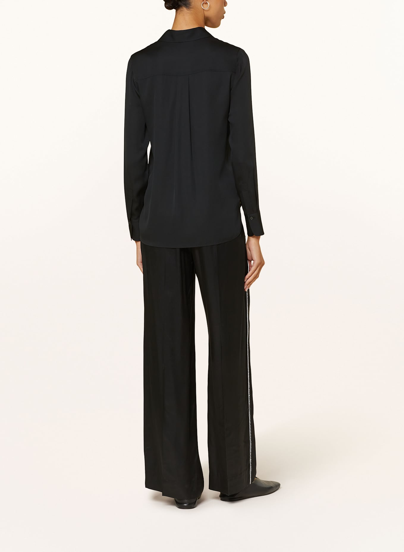 ALLSAINTS Marlene kalhoty CHARLI s hedvábím: ČERNÁ