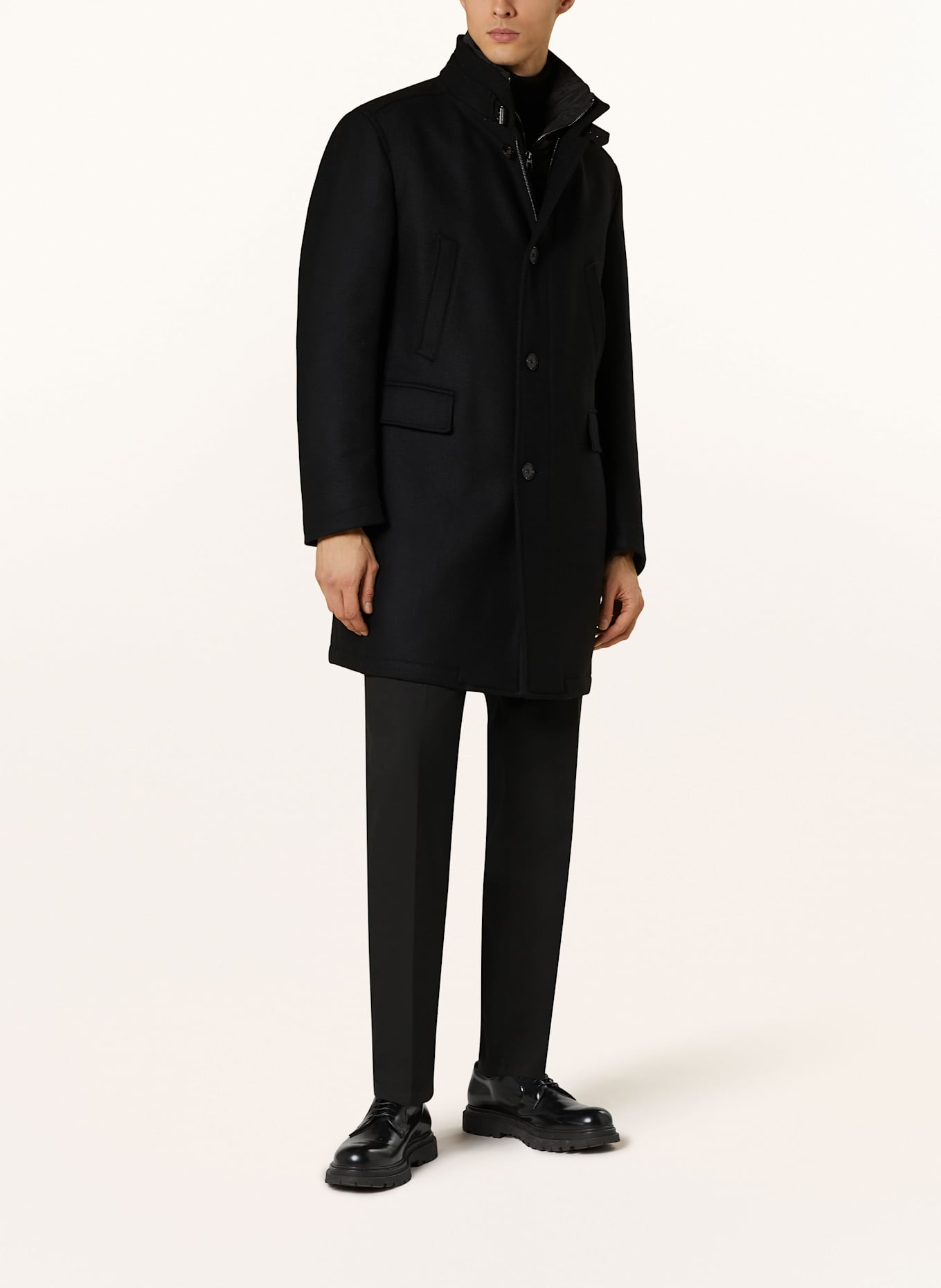 CINQUE CIARSENAL coat with removable panel: BLACK