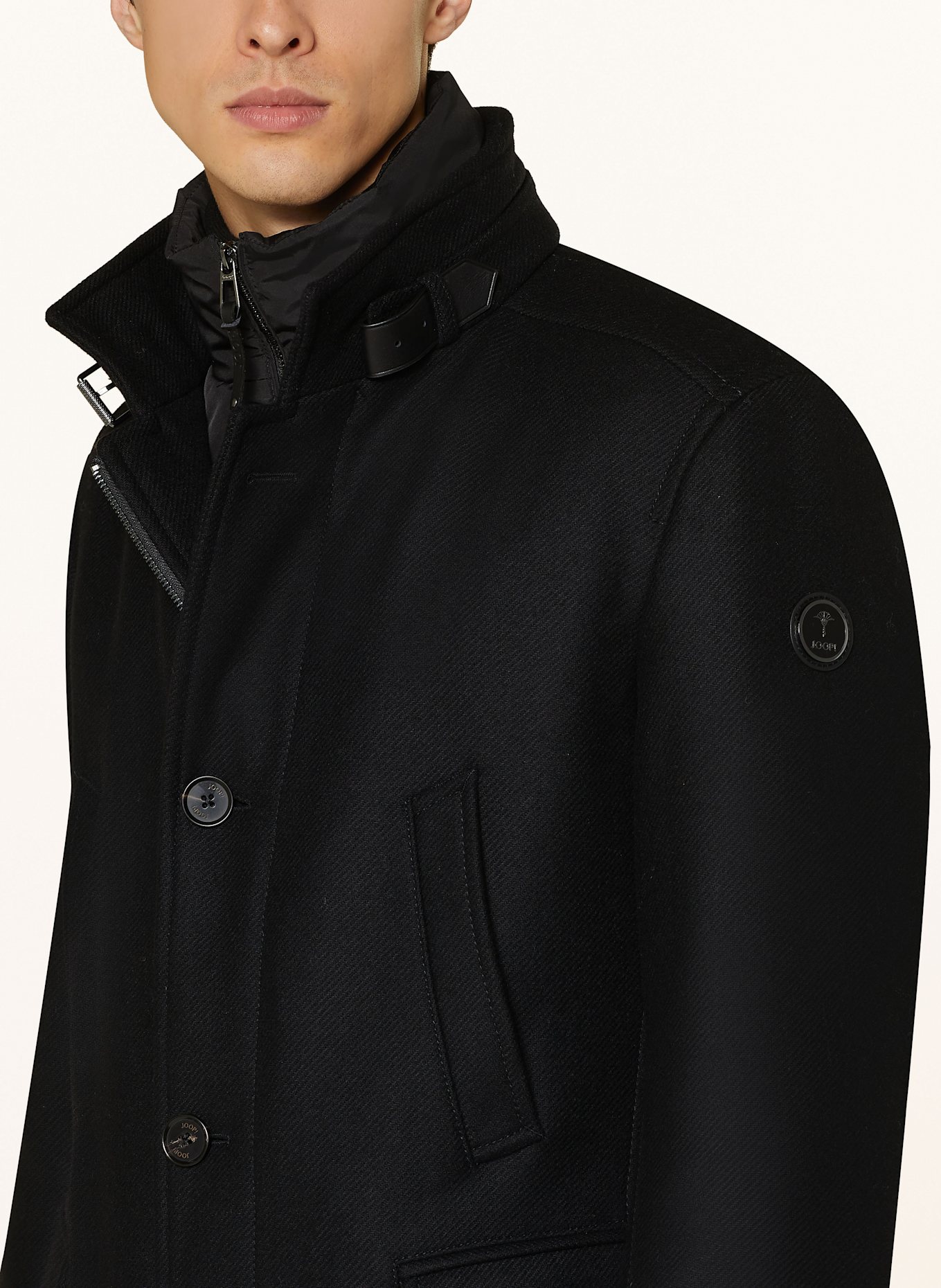 CINQUE CIARSENAL coat with removable panel: BLACK