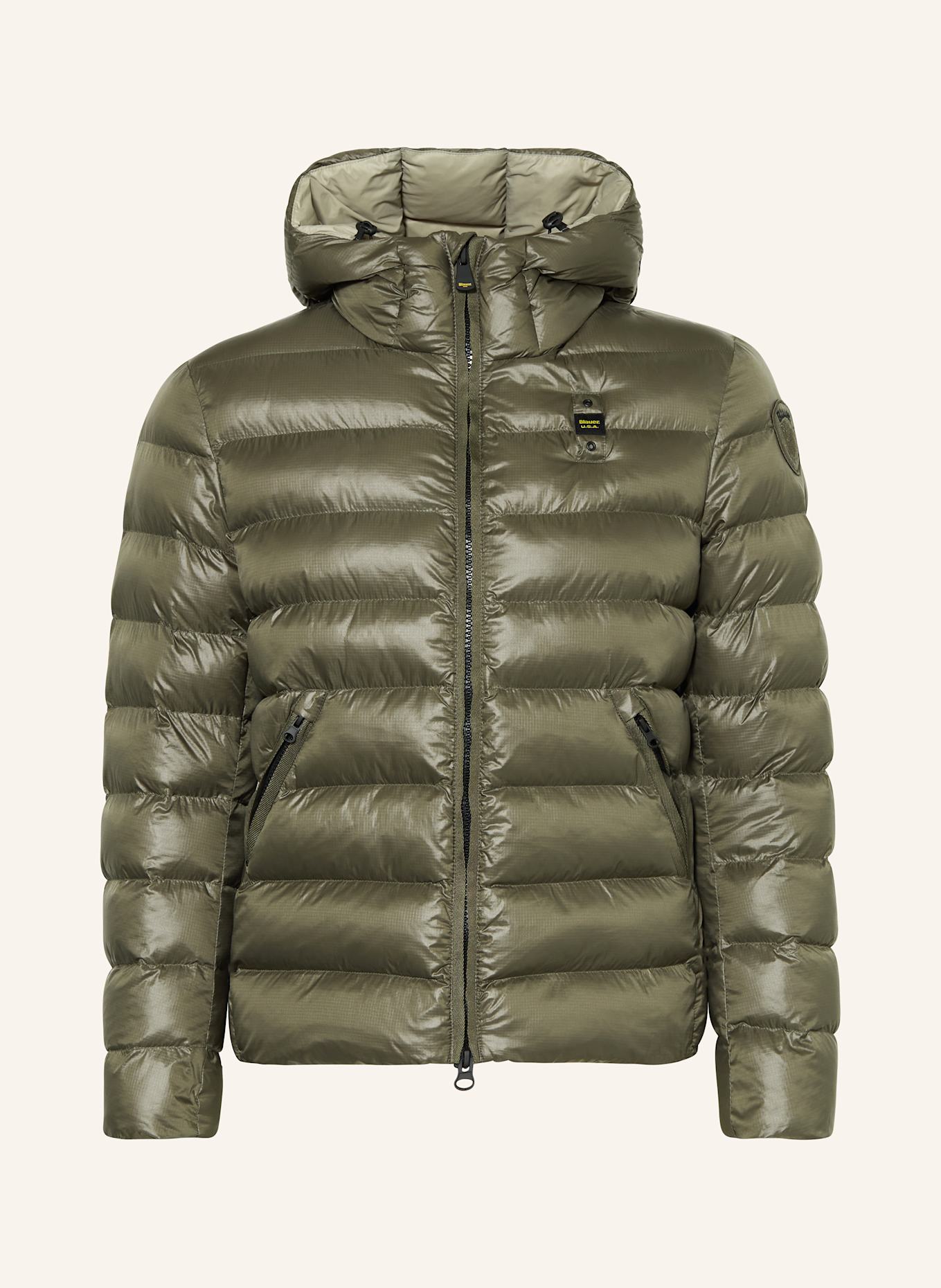 Blauer quiltad jacka: OLIVGRÖN