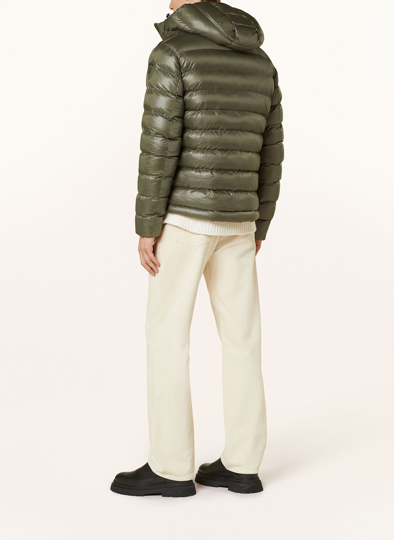 Blauer quiltad jacka: OLIVGRÖN