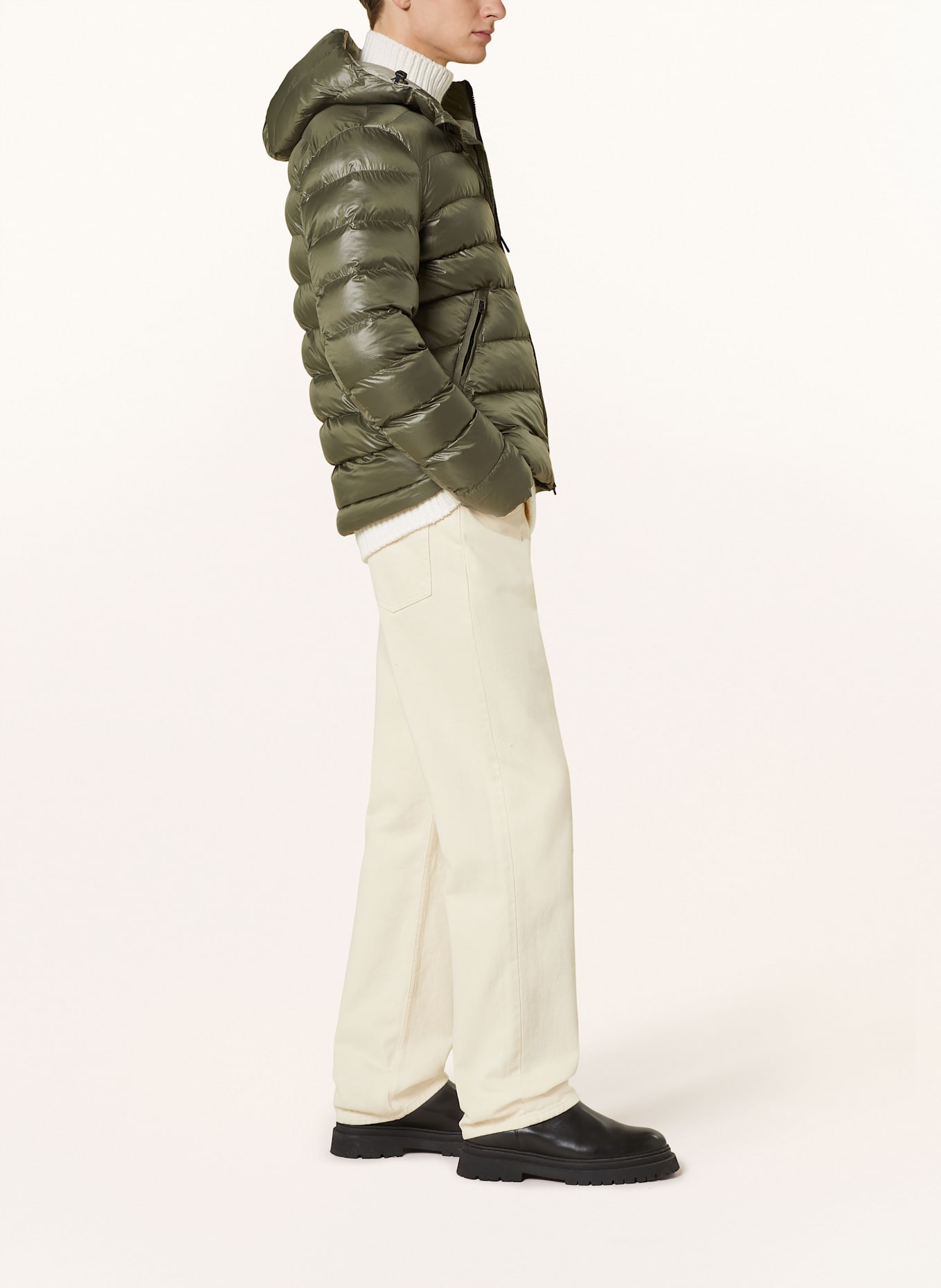 Blauer quiltad jacka: OLIVGRÖN