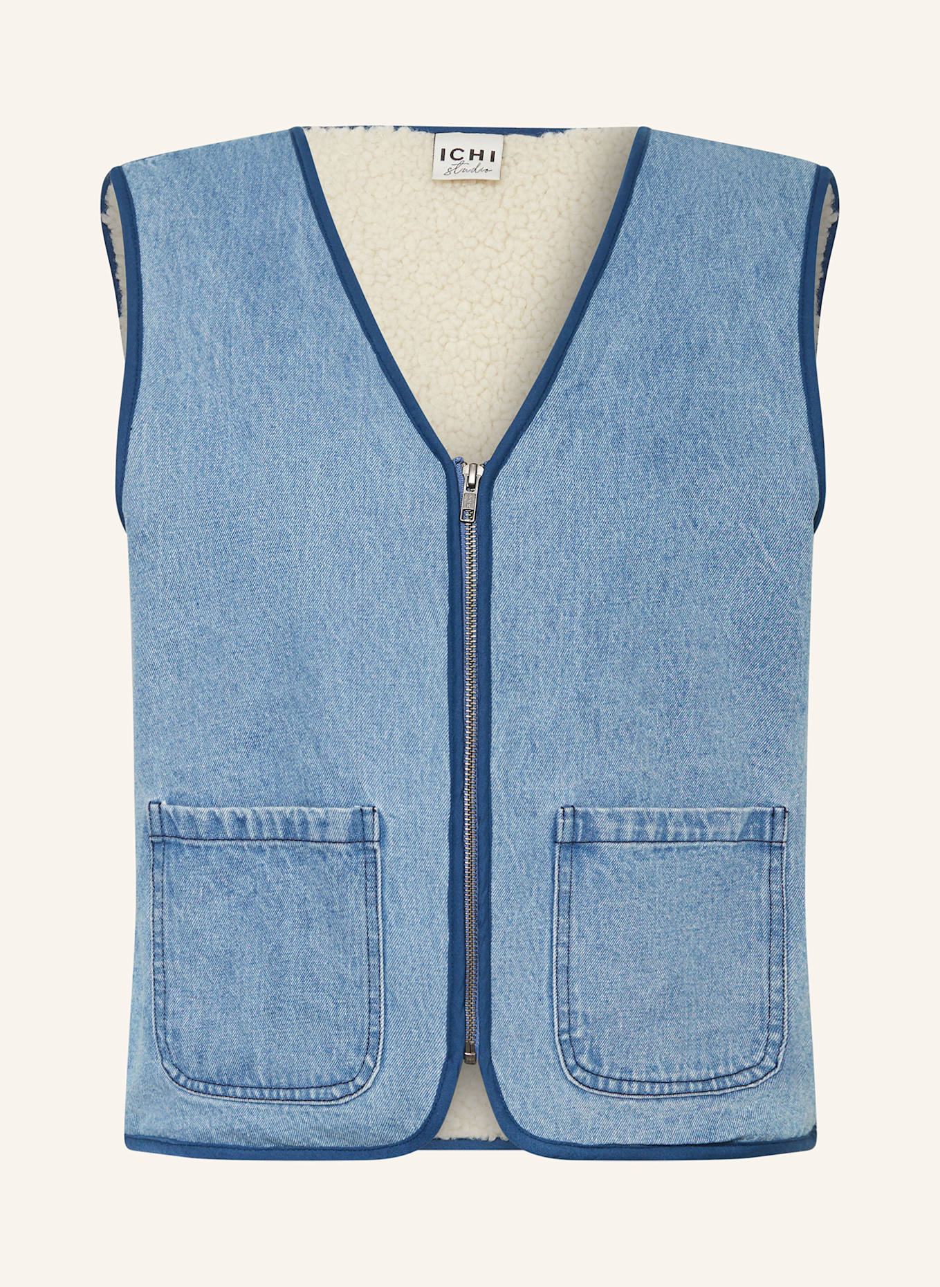 ICHI IHHIRAMO denim vest: BLUE