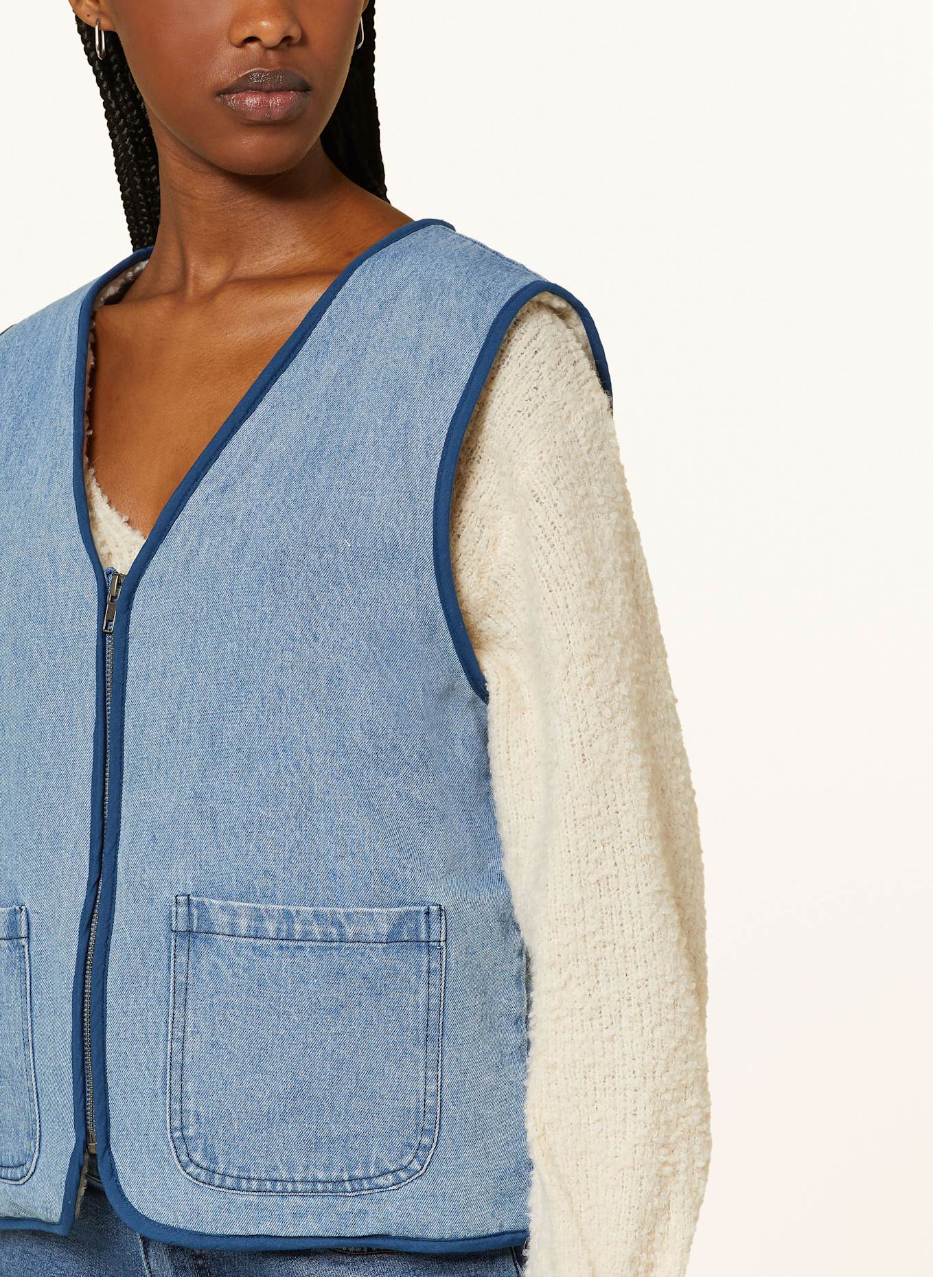 ICHI IHHIRAMO denim vest: BLUE
