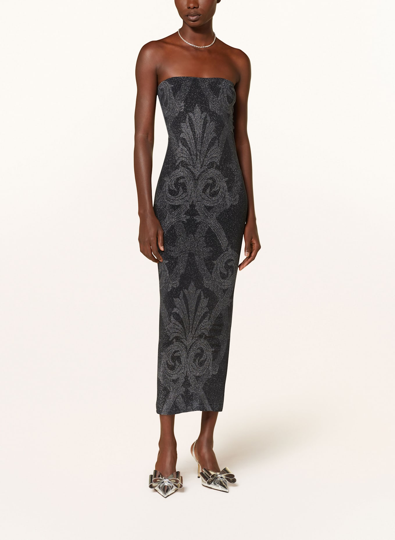 Wolford Pouzdrové šaty METALLIC JACQUARD s třpytivou přízí: ČERNÁ/ STŘÍBRNÁ
