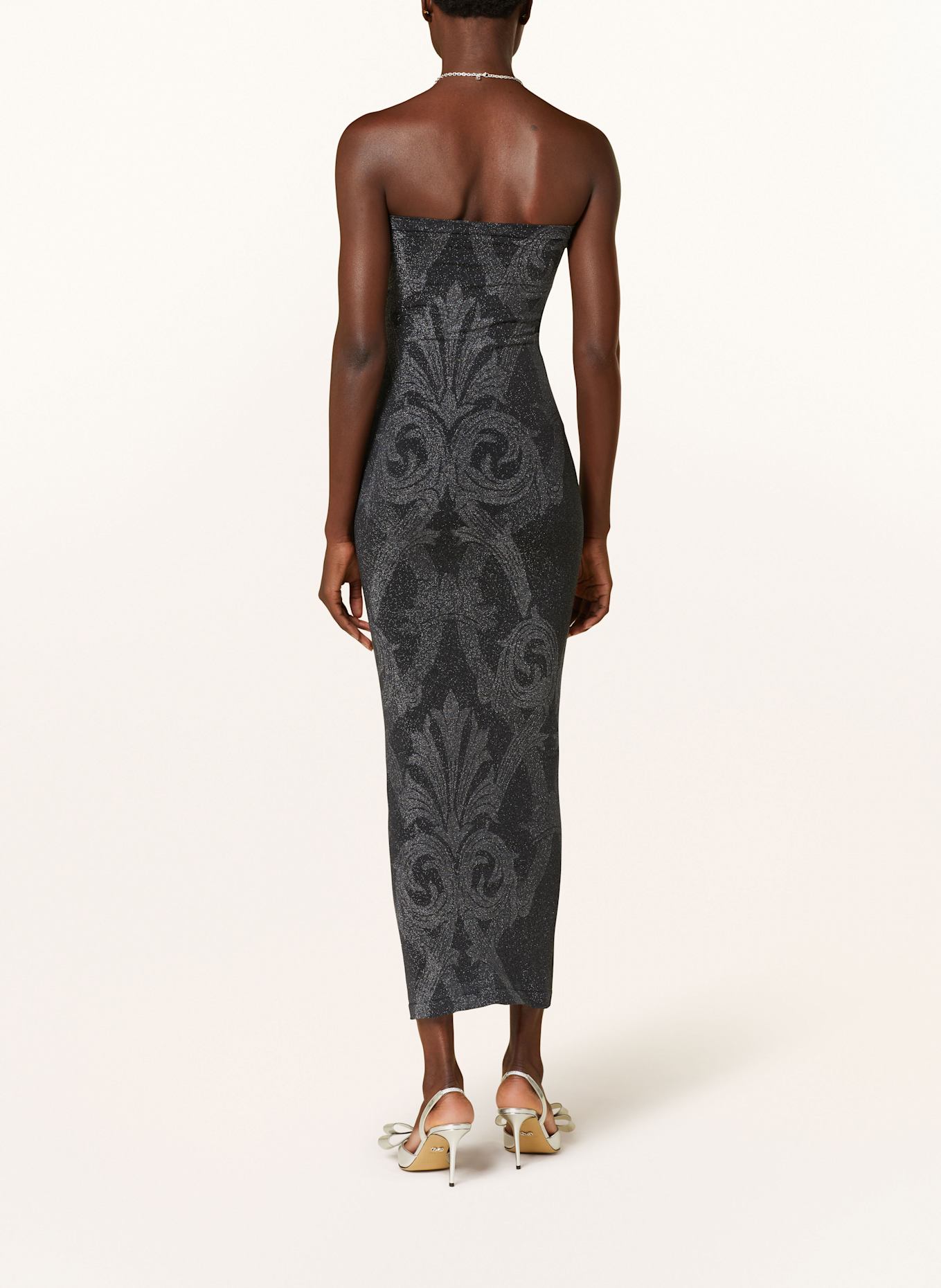 Wolford Pouzdrové šaty METALLIC JACQUARD s třpytivou přízí: ČERNÁ/ STŘÍBRNÁ