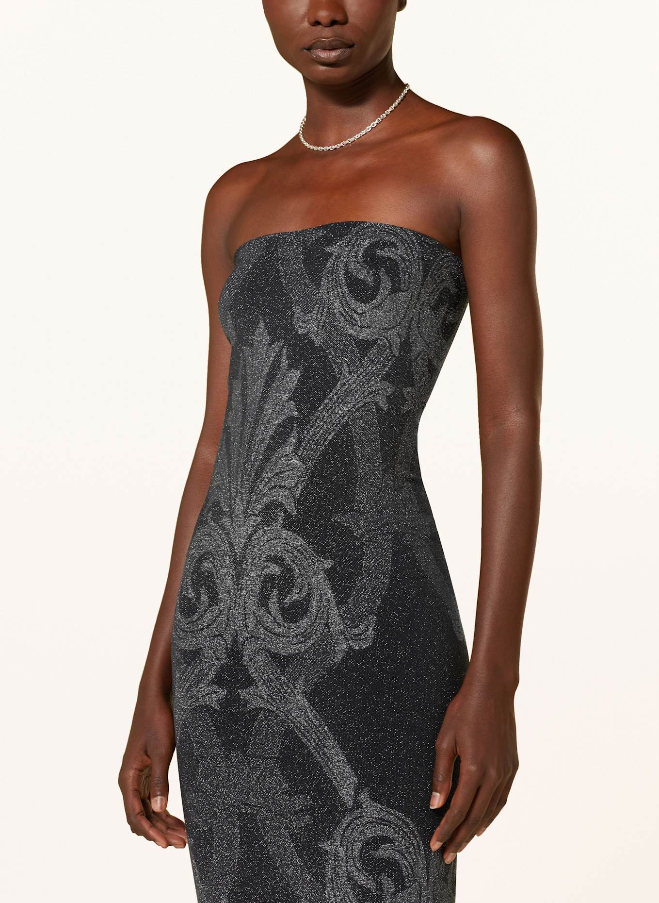 Wolford Pouzdrové šaty METALLIC JACQUARD s třpytivou přízí: ČERNÁ/ STŘÍBRNÁ