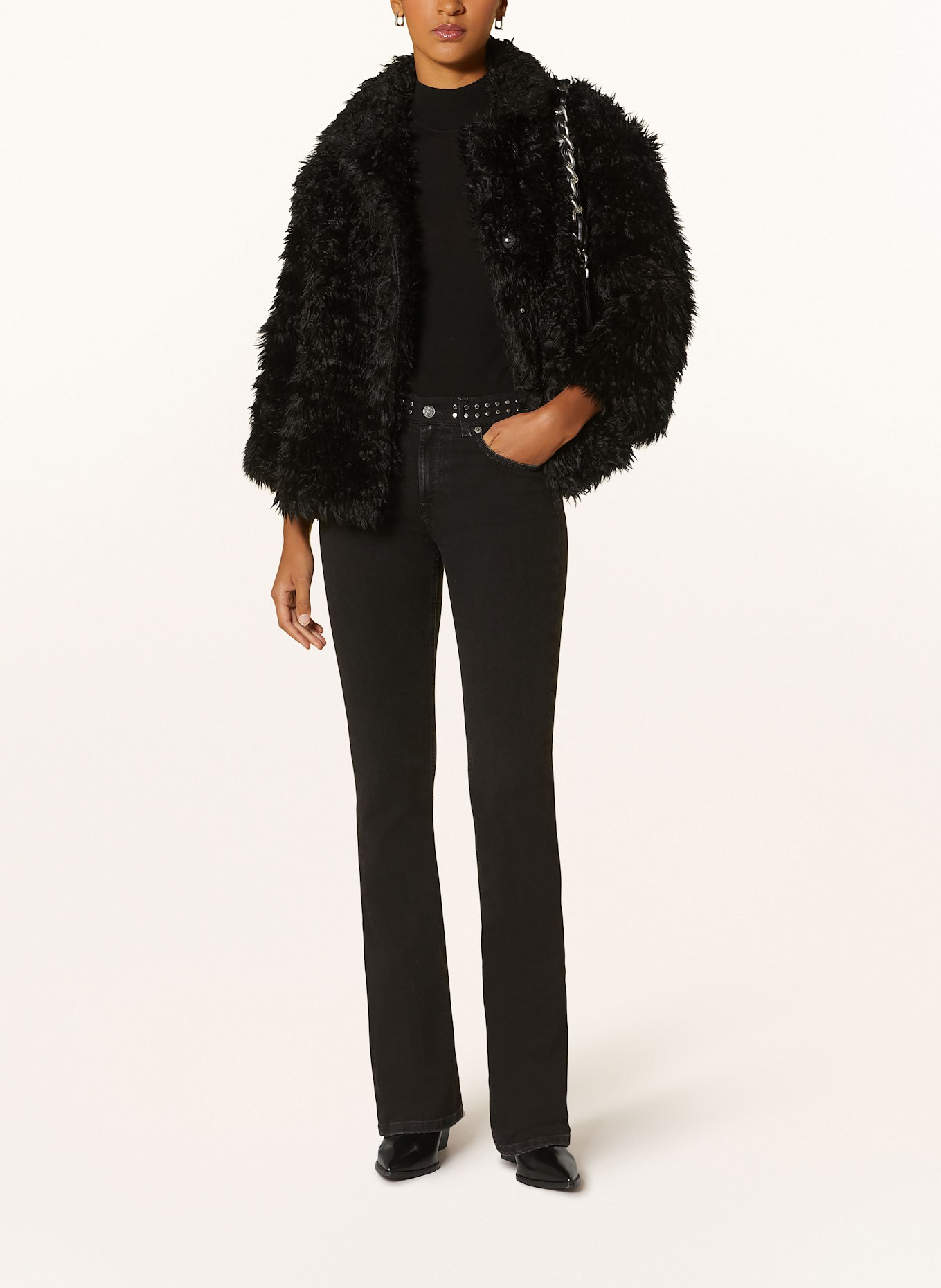 Dondup Flared jeans Borset with rivets: BLACK