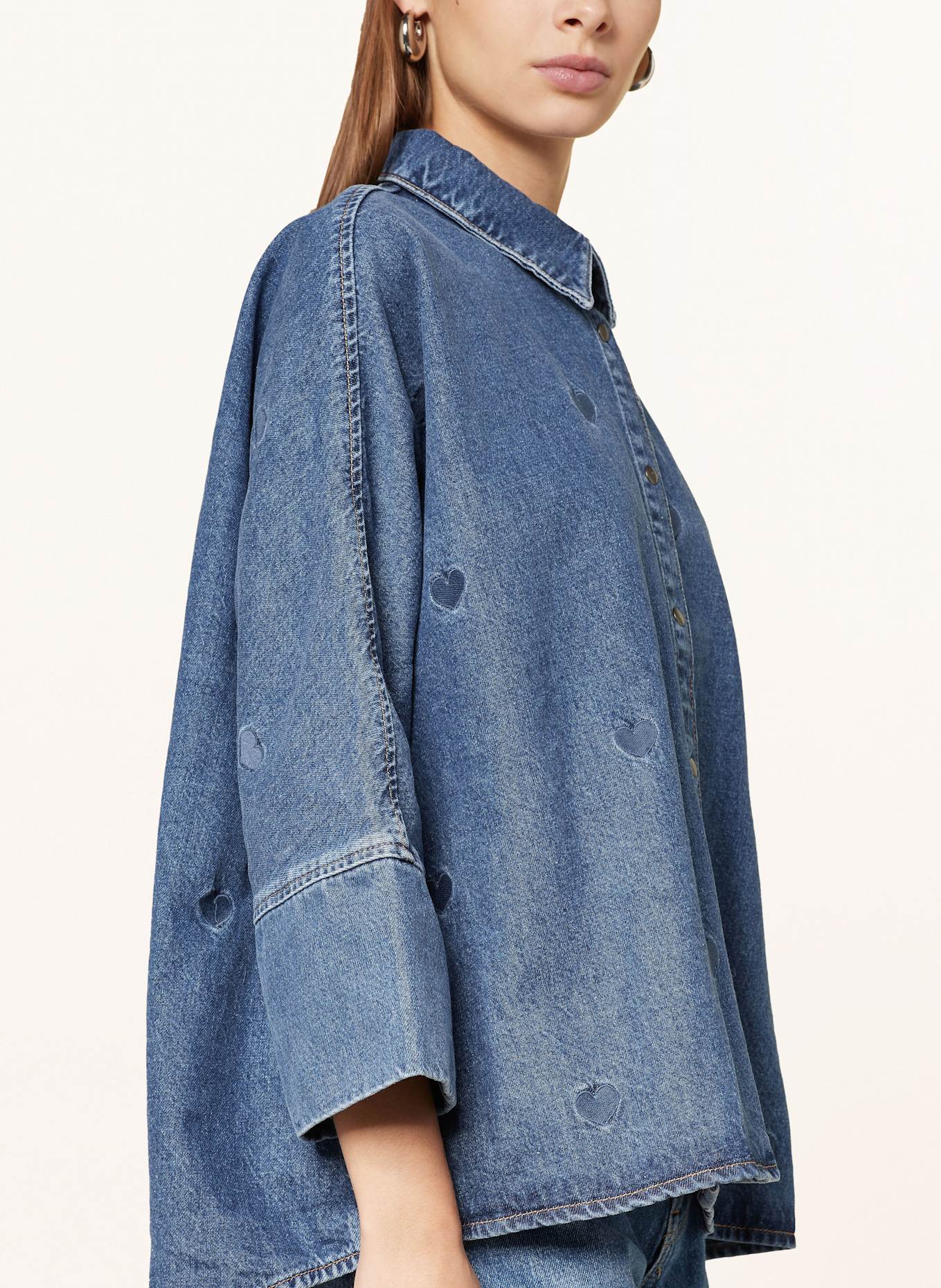 ONLY Denim blouse with 3 4 sleeves in dark blue