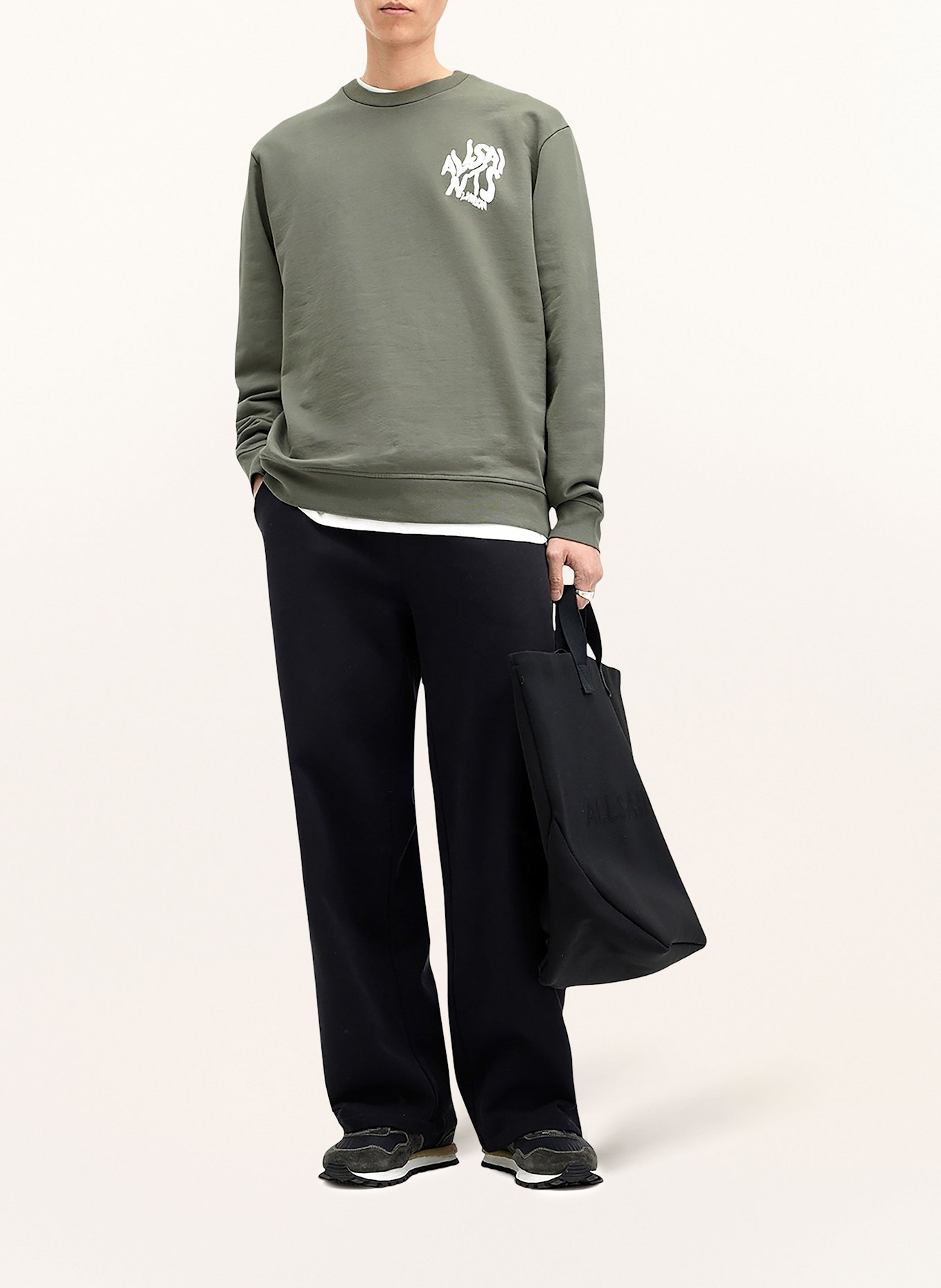 ALLSAINTS Bluza nierozpinana ORLANDO, Kolor: KHAKI (Obrazek 2)