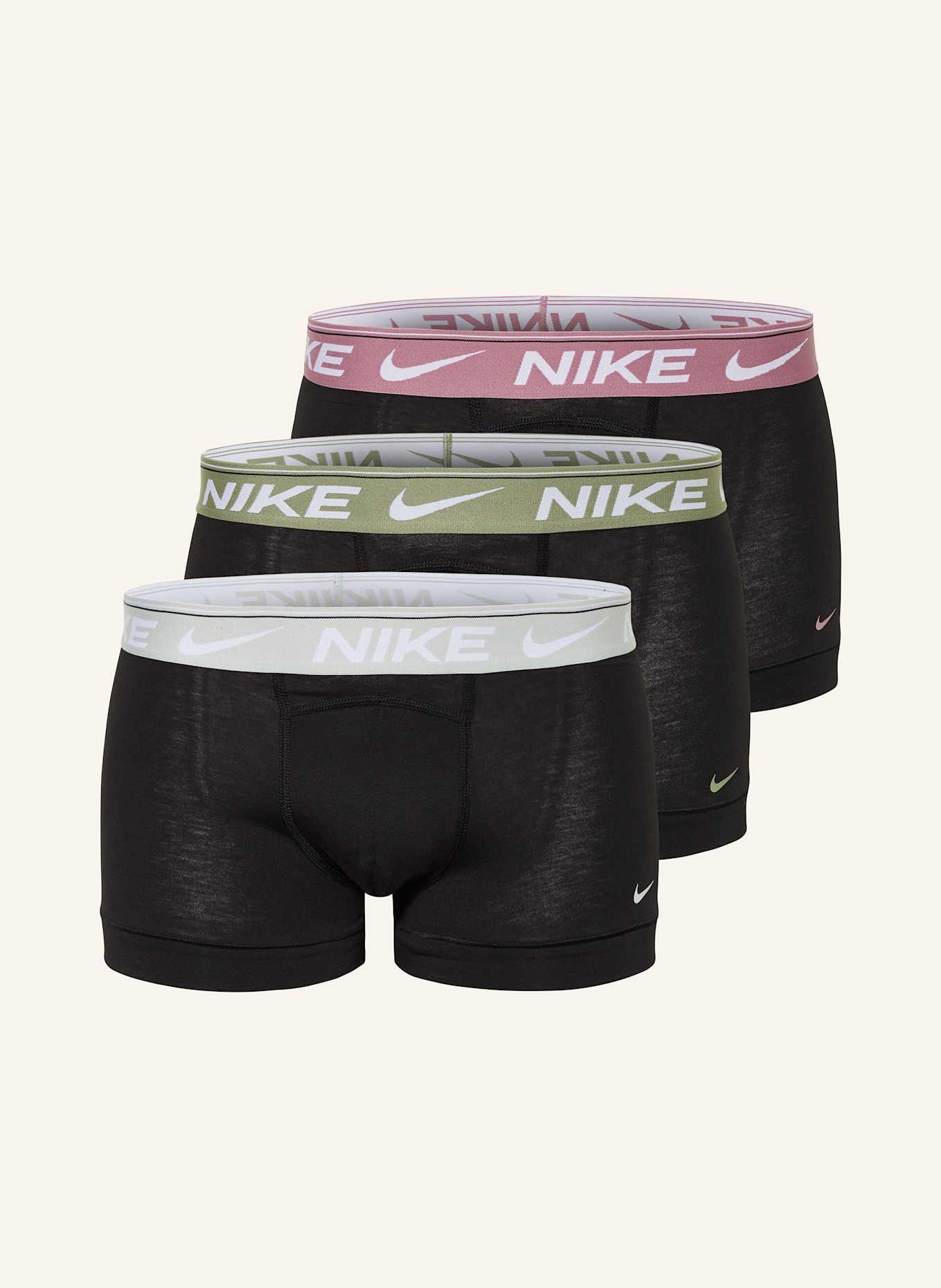 Nike Bokserki DRI-FIT ULTRA COMFORT, 3 szt.: OLIWKOWY / JASNOCZERWONY / SZARY