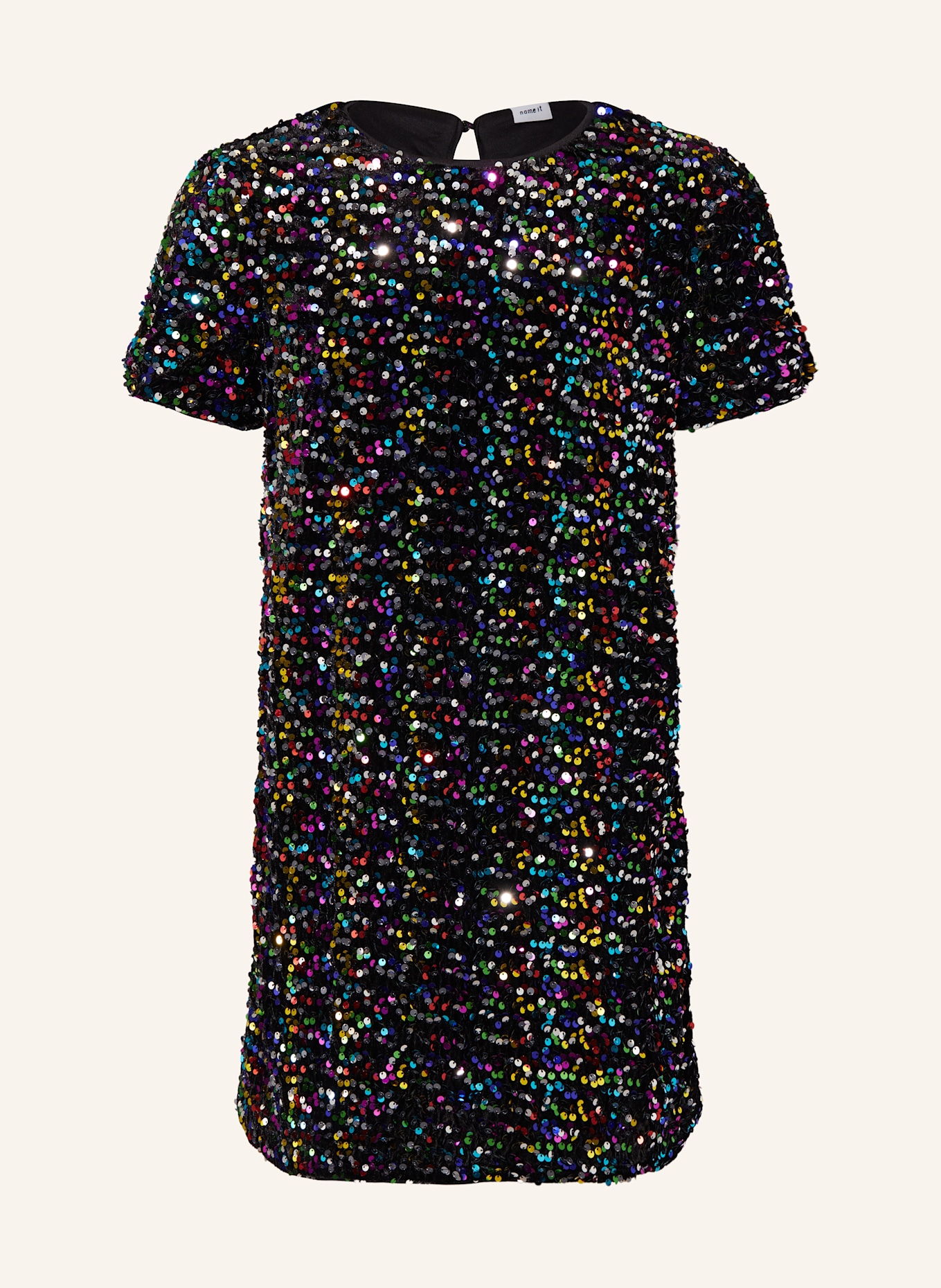 name it Samtkleid mit Pailletten: SCHWARZ/ PINK/ LILA