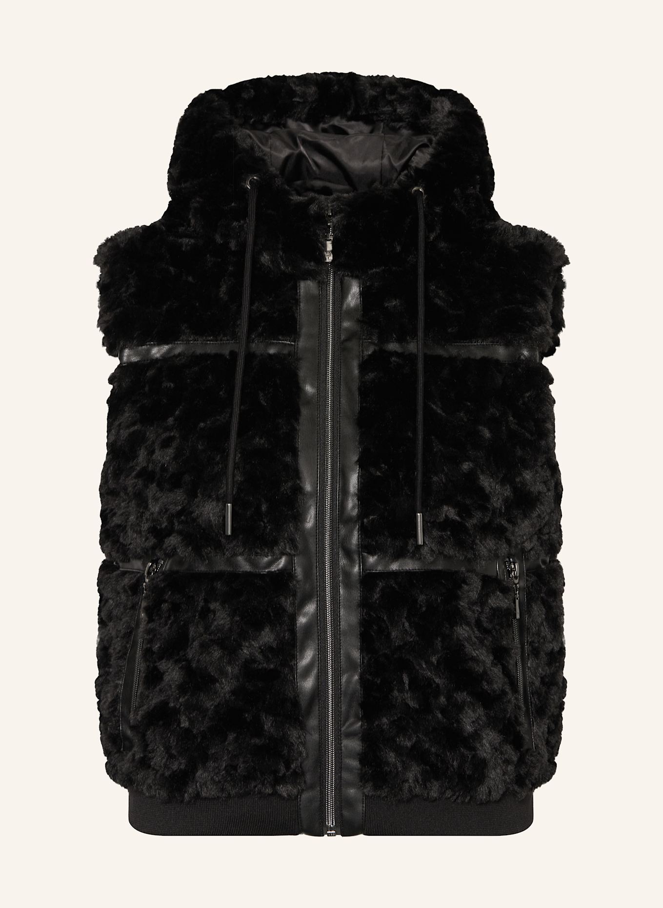 Black faux fur vest womens on sale