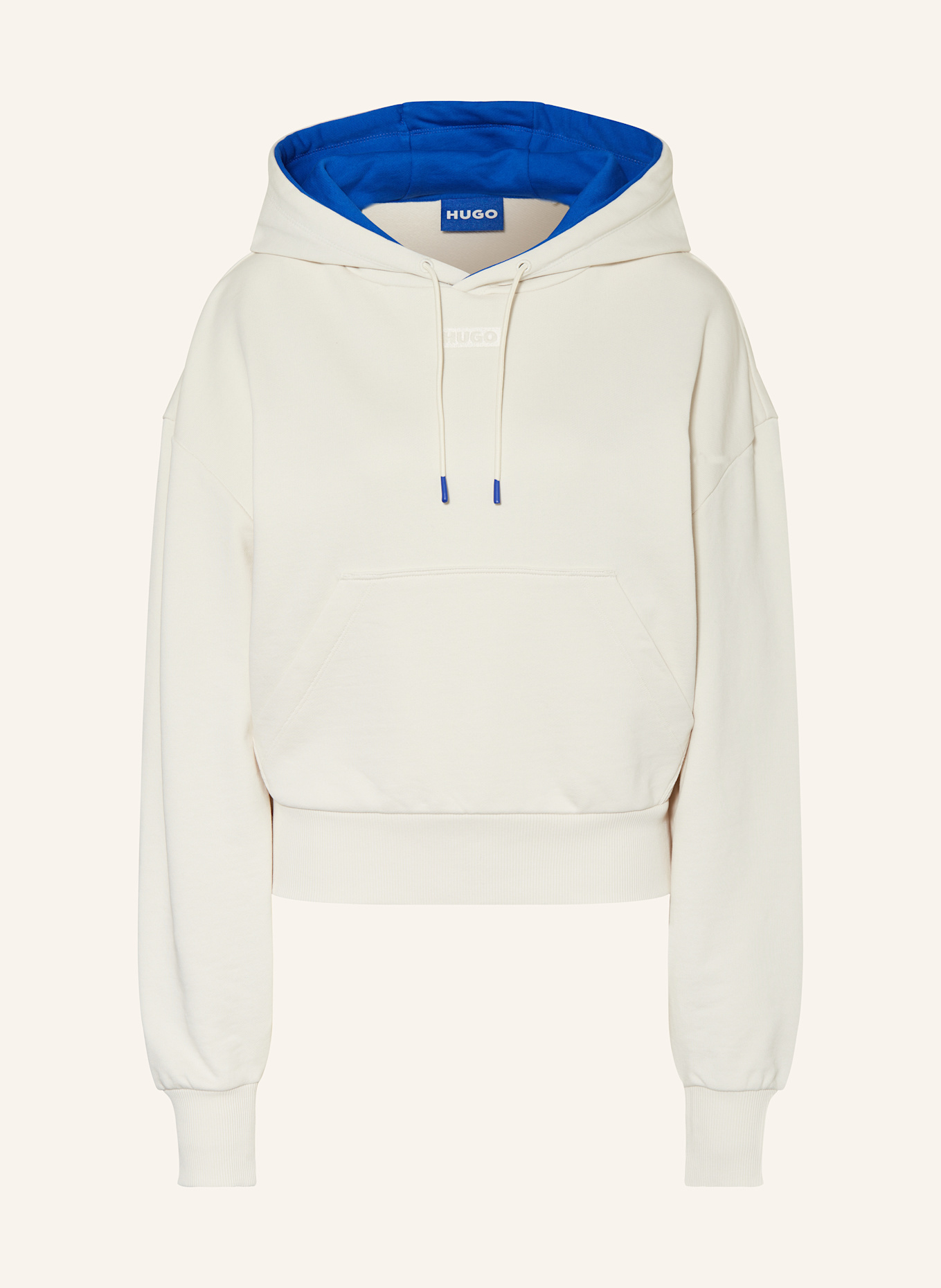 HUGO BLUE Cropped hoodie, Color: ECRU/ BLUE (Image 1)