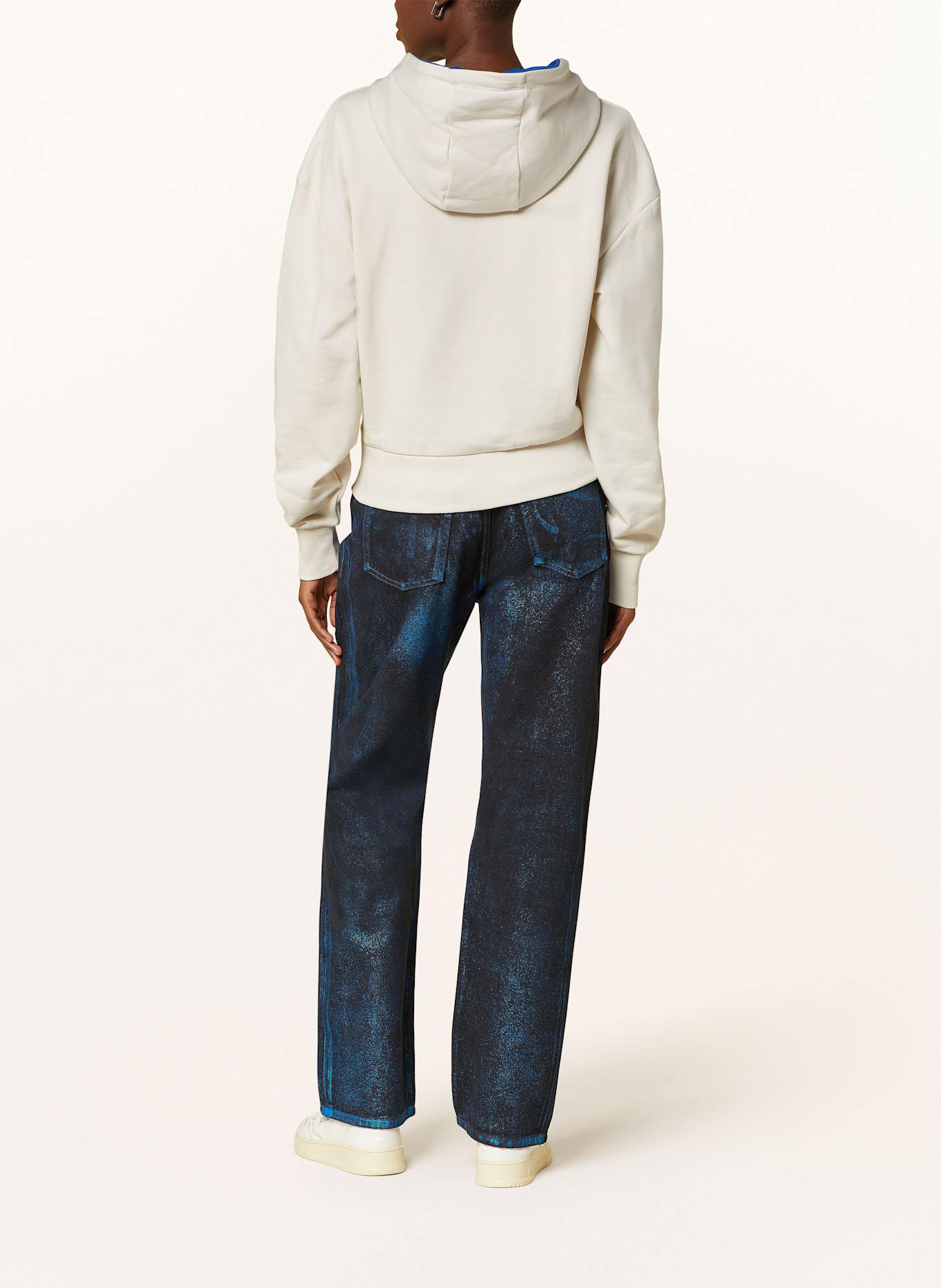 HUGO BLUE Cropped hoodie, Color: ECRU/ BLUE (Image 3)