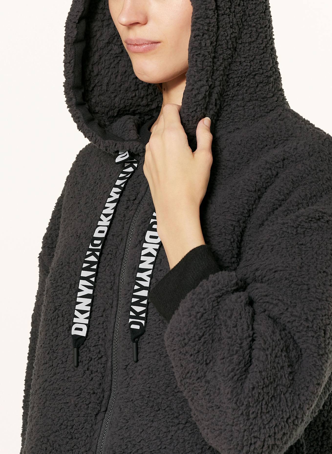 DKNY THE COZY MOMENT lounge jacket made of teddy fleece in dark gray