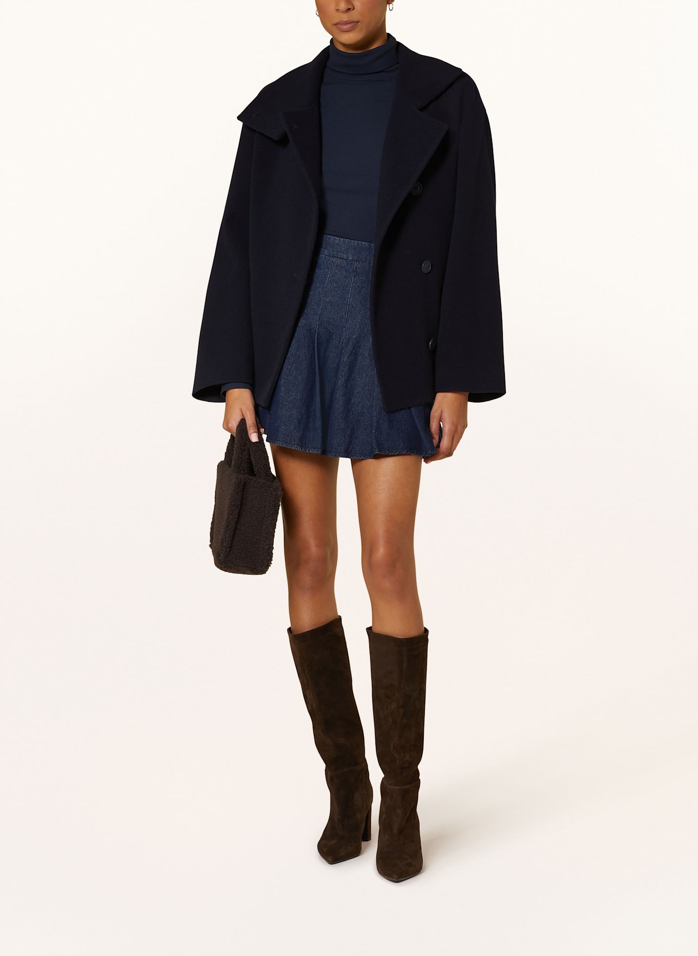 NEO NOIR Faltenrock LAURINA in Jeansoptik: 534 DARK BLUE