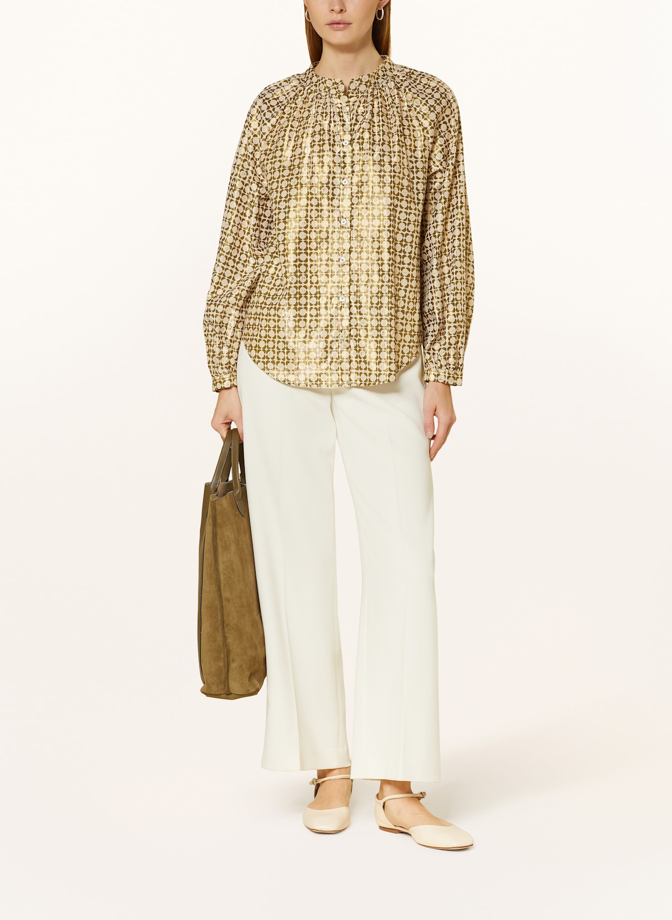 Emily VAN DEN BERGH Bluse mit Glitzergarn, Farbe: KHAKI/ ECRU (Bild 2)