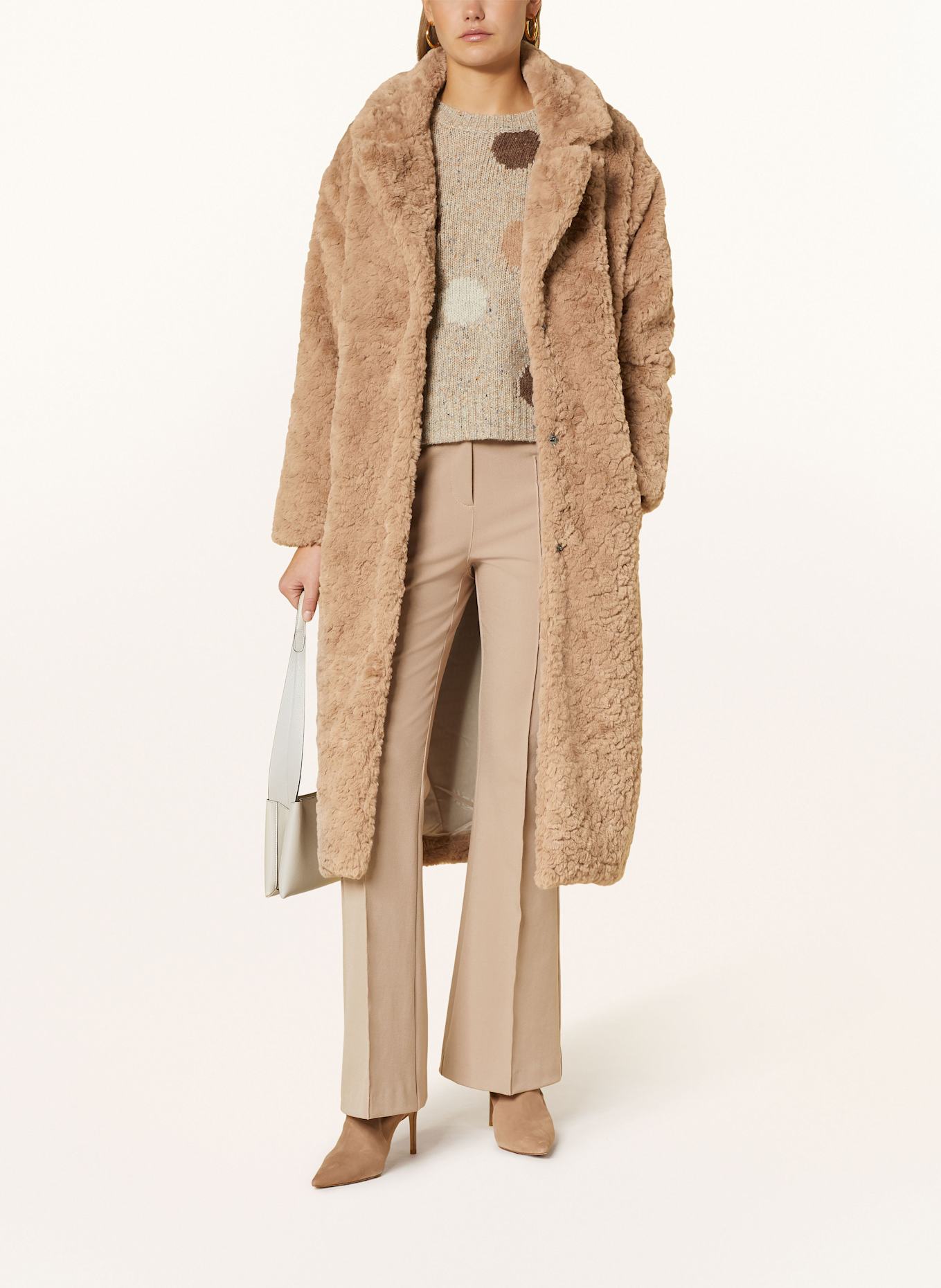oui Faux fur coat in light brown