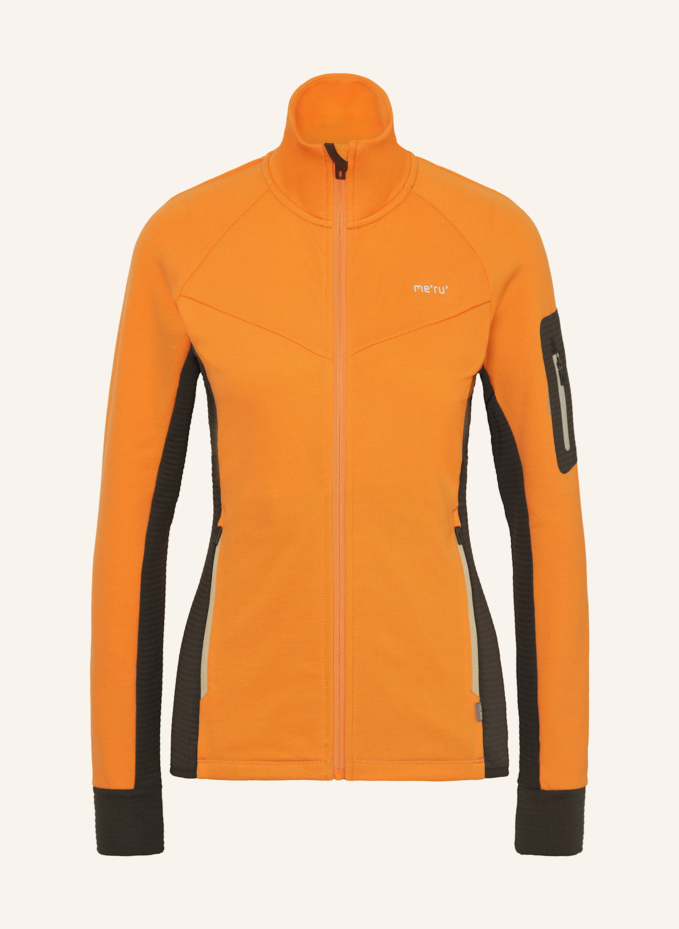 me°ru' Midlayer-Jacke KIVIK: ORANGE / DUNKELGRAU