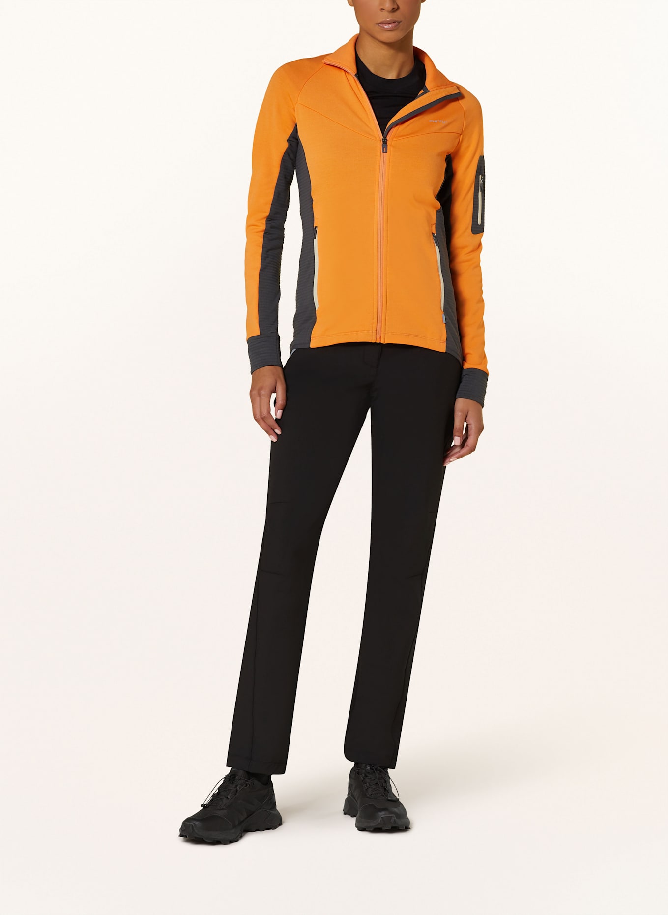 me°ru' Midlayer-Jacke KIVIK: ORANGE / DUNKELGRAU