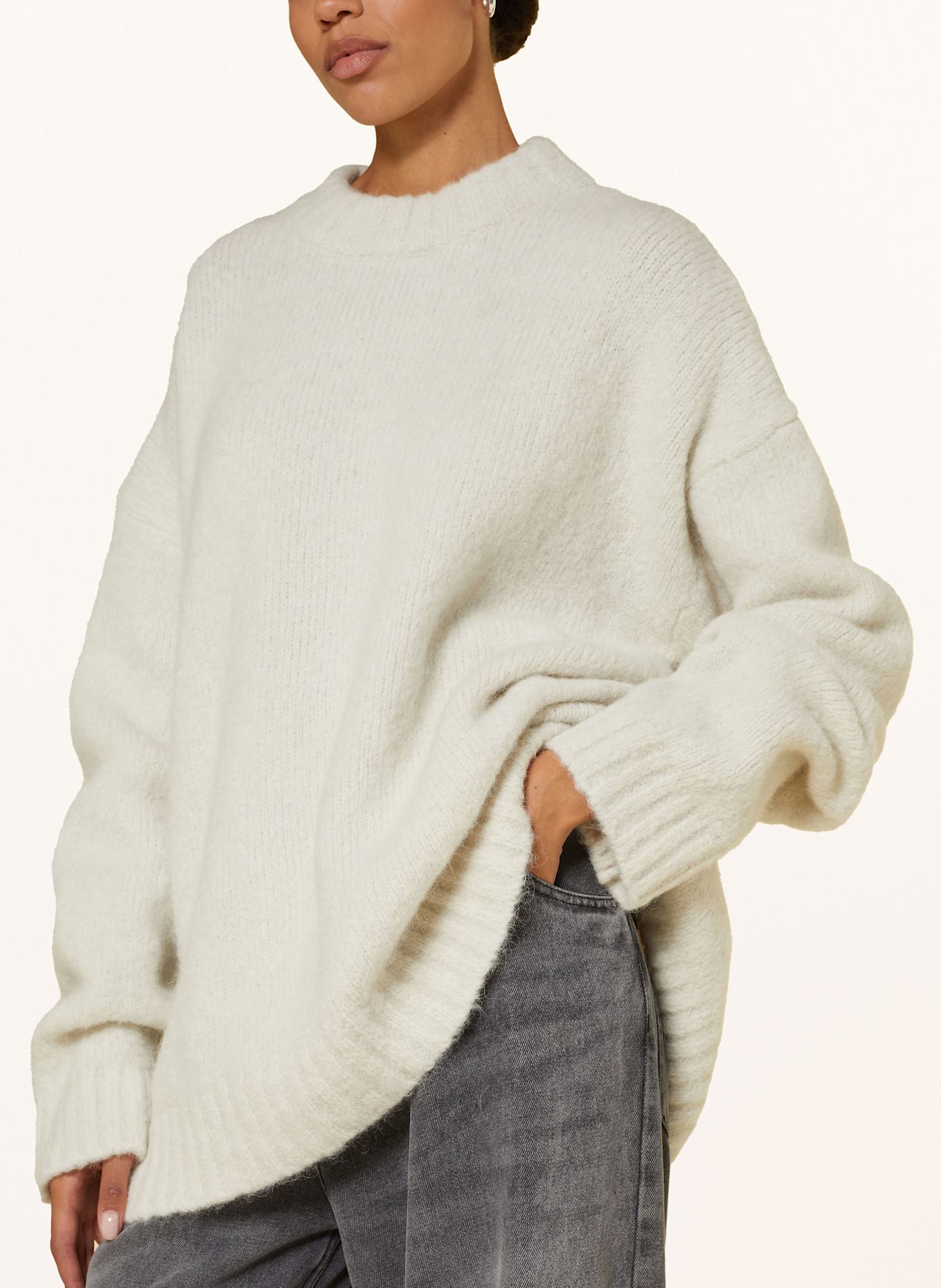 Alpaka Pullover Sandfarben Damen Black Palms Oversized