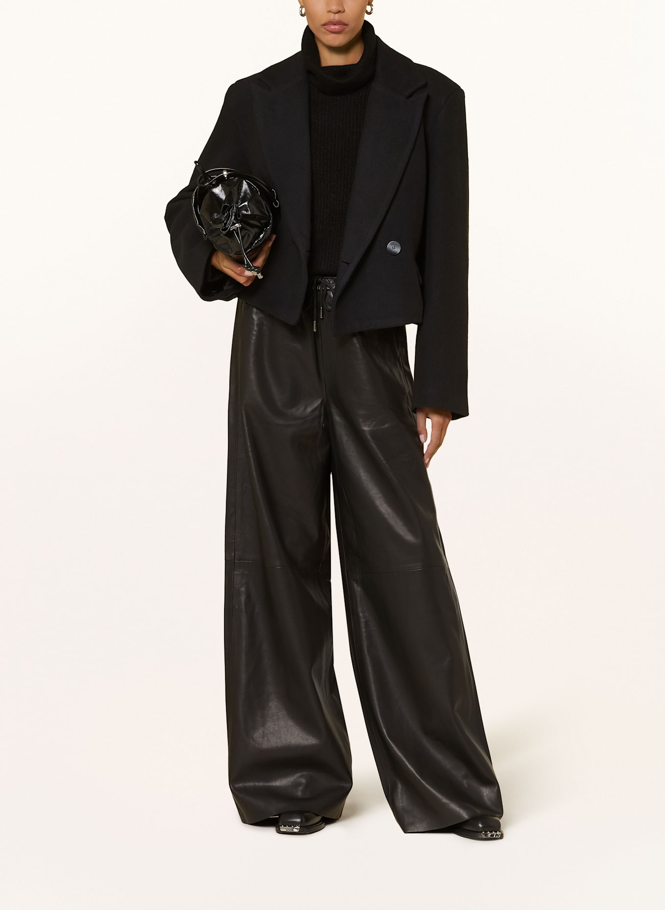 black palms Cropped-Blazer BEO: SCHWARZ