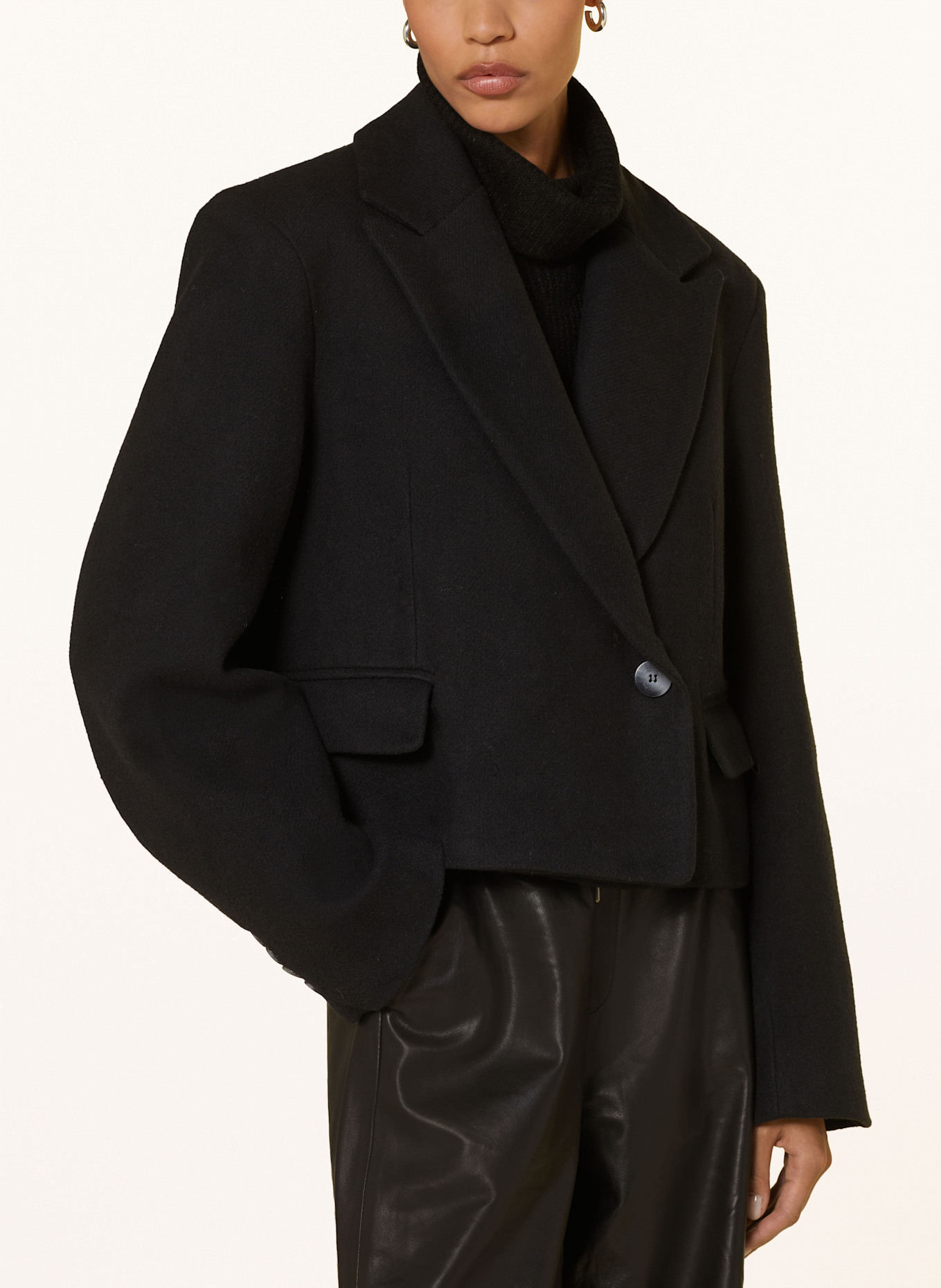 black palms Cropped-Blazer BEO: SCHWARZ