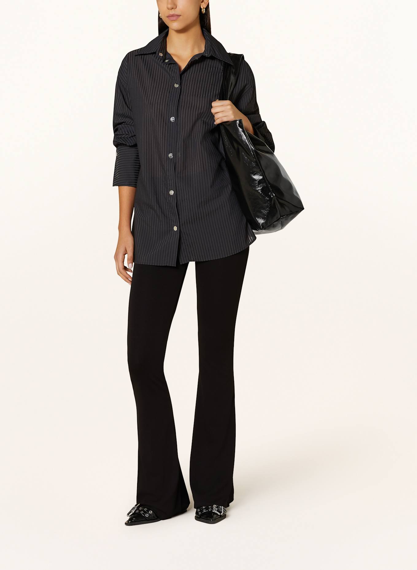 black palms Bootcut trousers made of jersey: BLACK