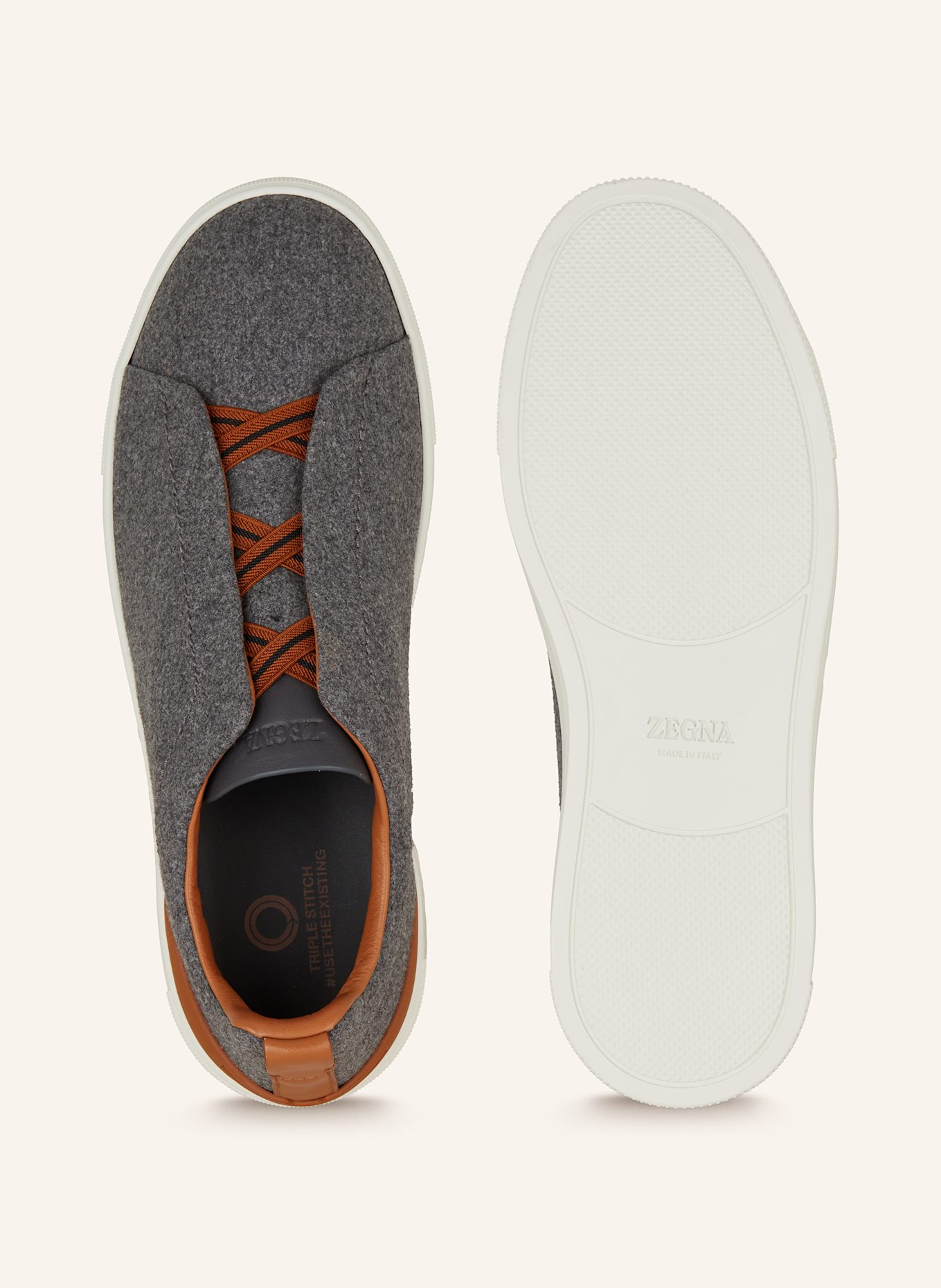 ZEGNA Sneakersy wsuwane TRIPLE STITCH: JASNOCZARY