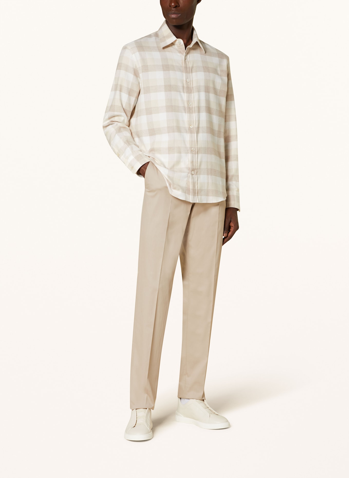 ZEGNA Flannel shirt regular fit: CREAM / ECRU