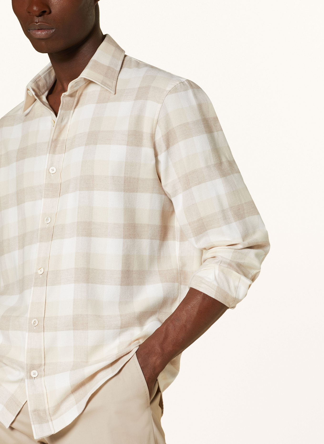 ZEGNA Flannel shirt regular fit: CREAM / ECRU