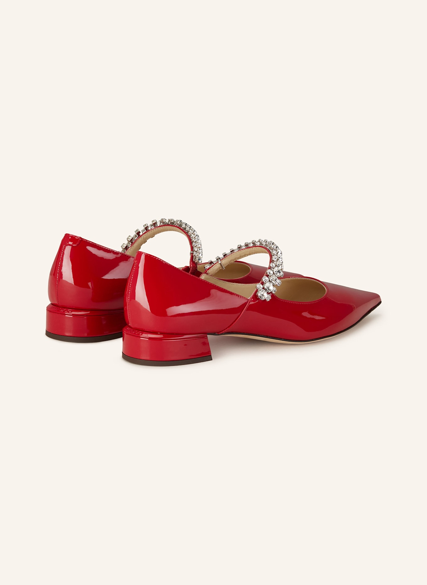 JIMMY CHOO Mary-Jane-Ballerinas mit Schmucksteinen: ROT