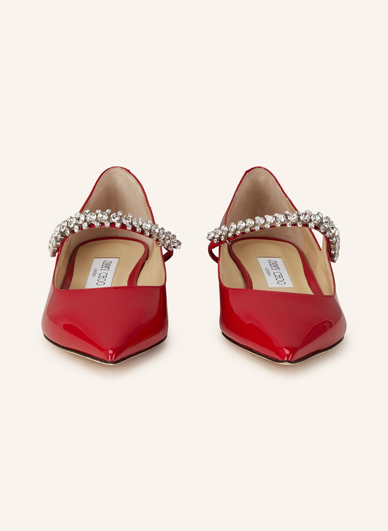 JIMMY CHOO Mary-Jane-Ballerinas mit Schmucksteinen: ROT