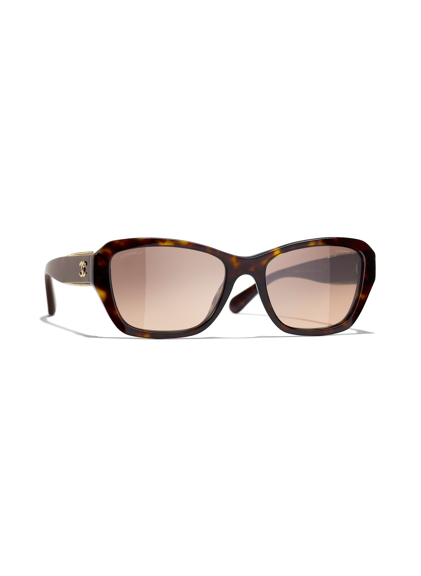 CHANEL Rechteckige Sonnenbrille: C71451 - HAVANA/ BRAUN VERLAUF