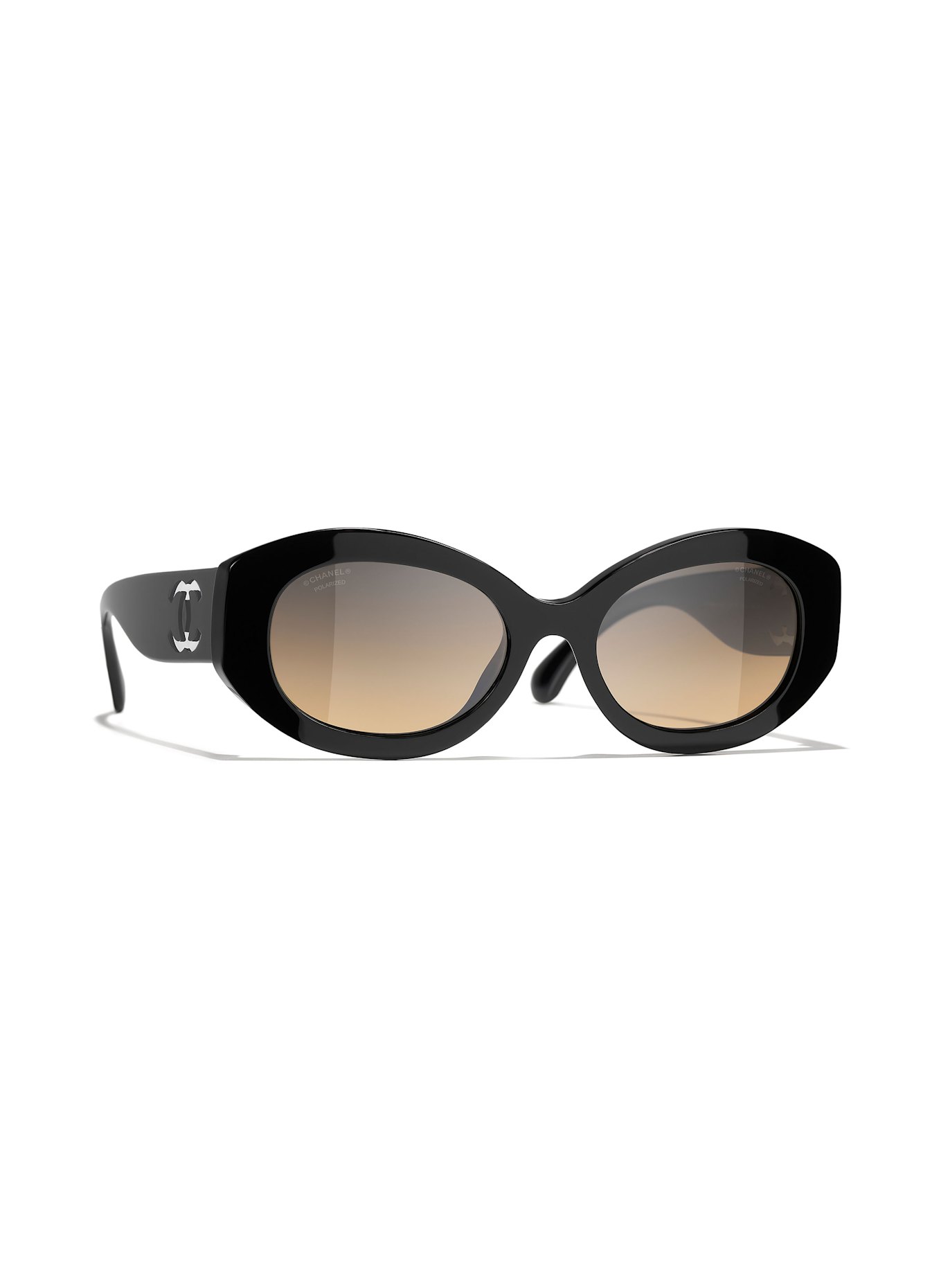 CHANEL Runde Sonnenbrille: C501W1 - SCHWARZ/ BRAUN POLARISIERT