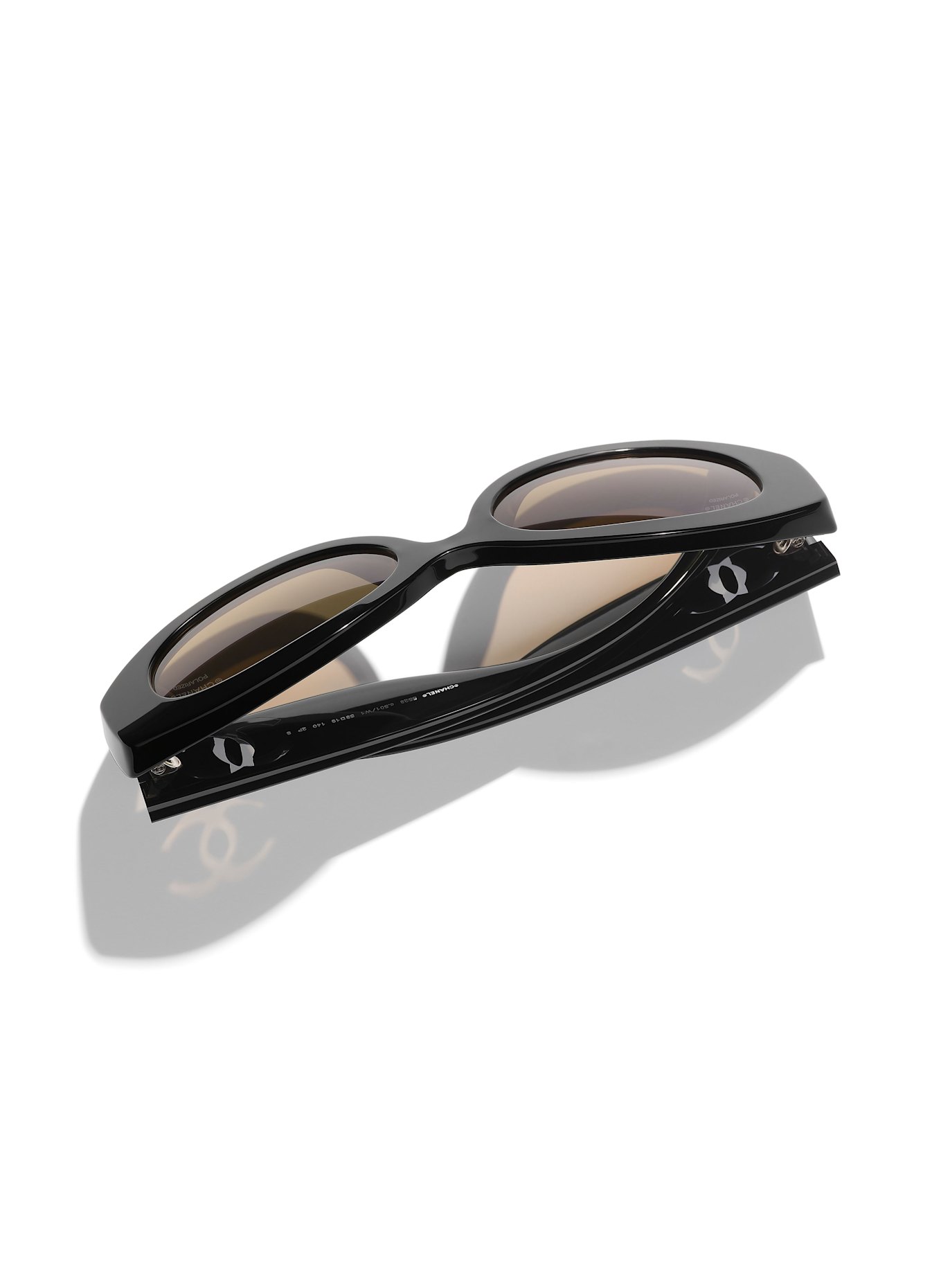CHANEL Runde Sonnenbrille: C501W1 - SCHWARZ/ BRAUN POLARISIERT
